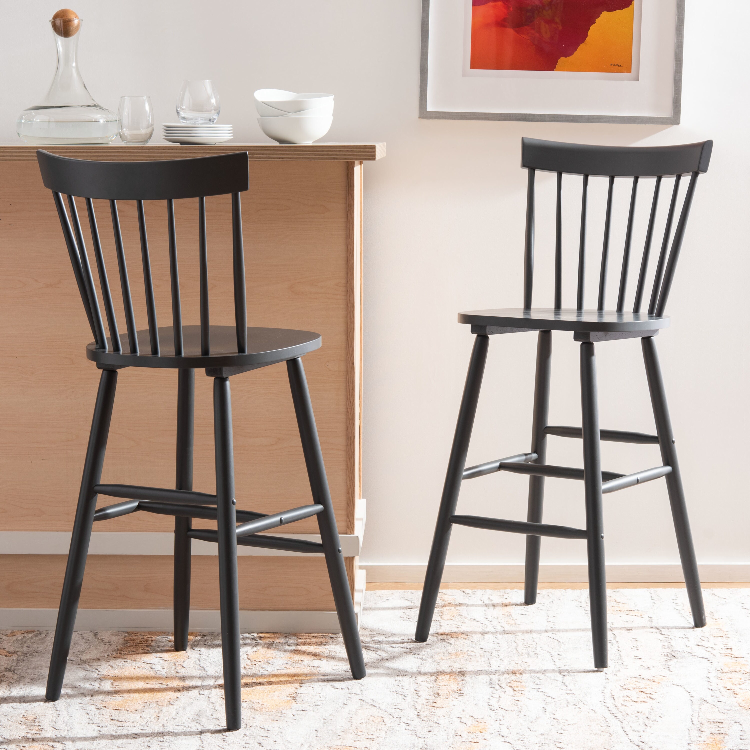 Safavieh Providence Set Of 2 Gray 301 In H Bar Height Wood Bar Stool With Back At 