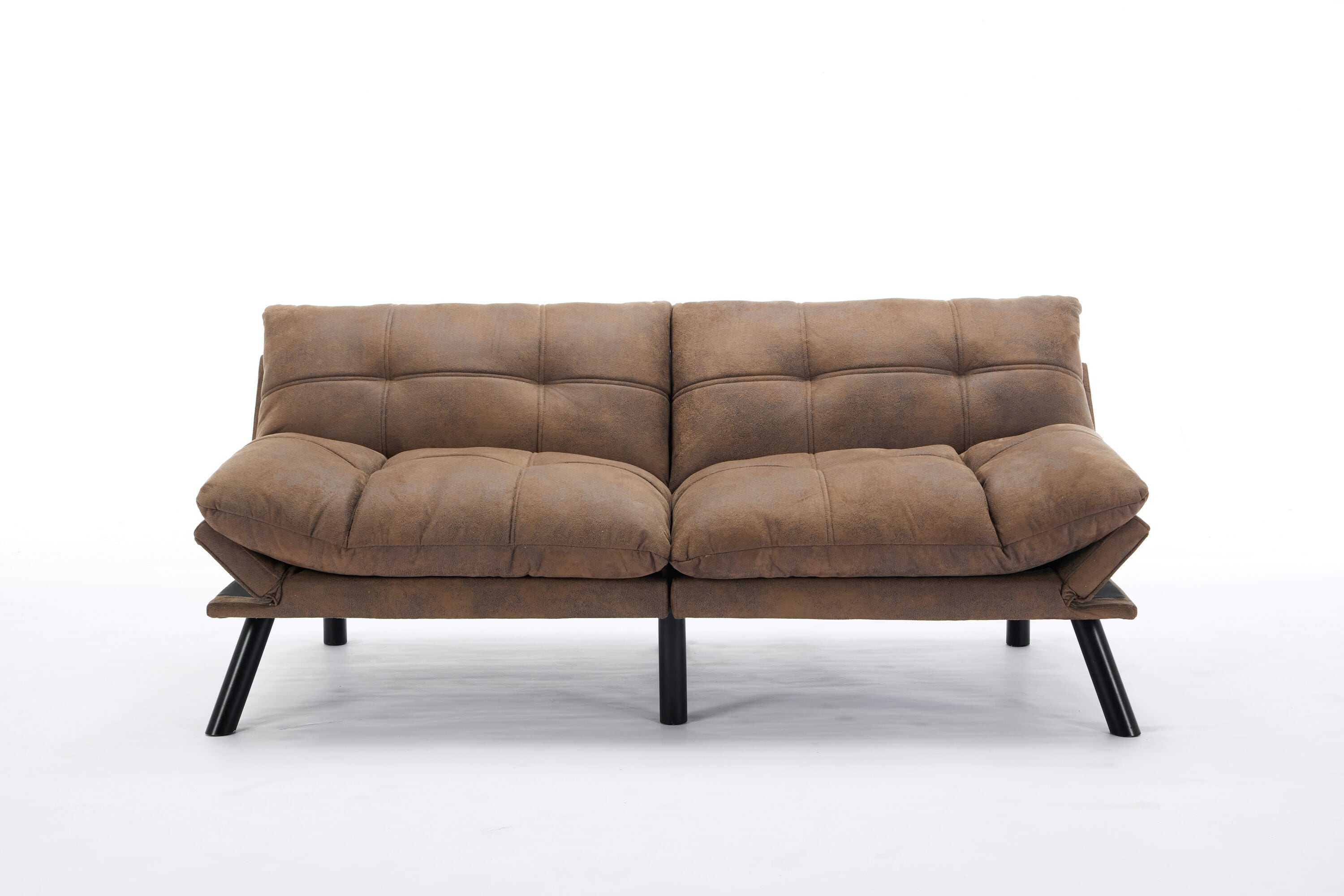 LOVMOR SF-M-W570P168045 Leatehr Feeling Brown Convertible Folding Modern sofa Bed