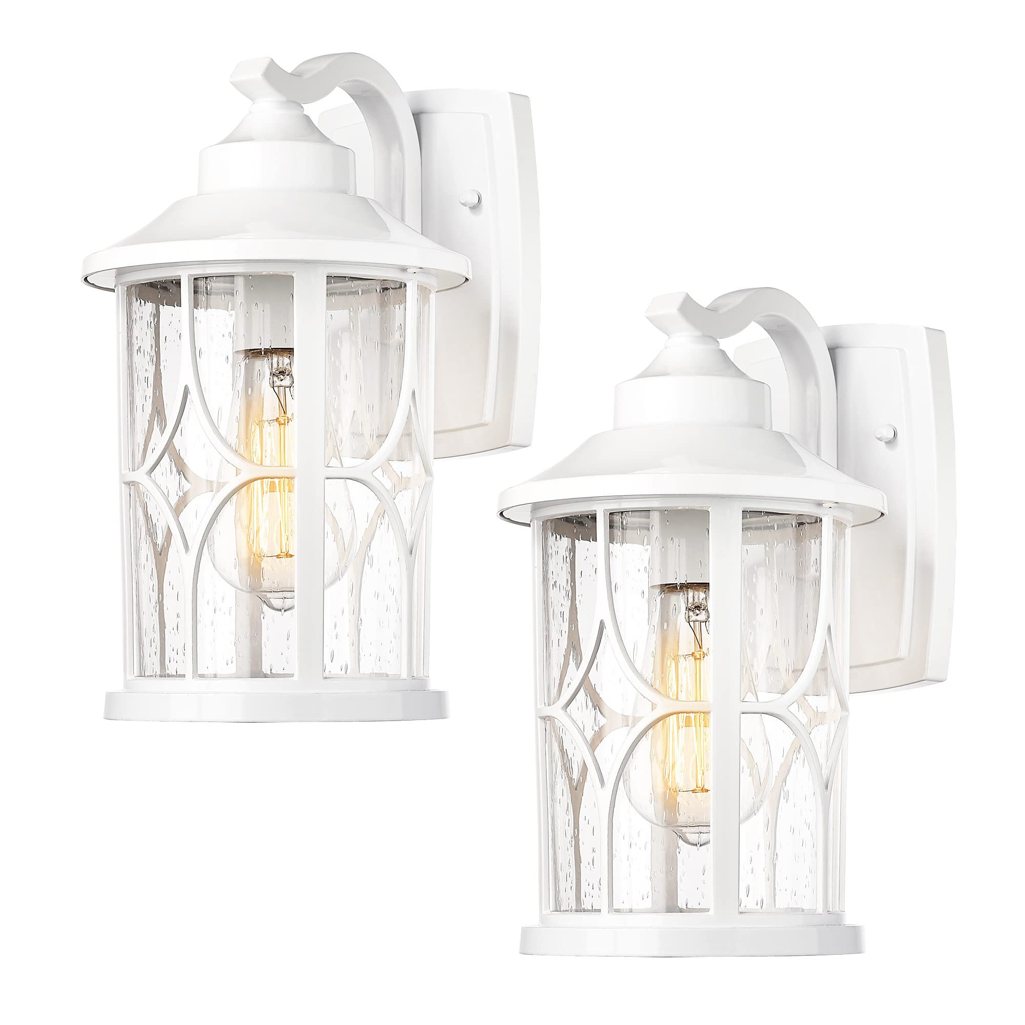 LTMATE LSZX48B-2PK WH JAZAVA 2 -Pack 1 -Light 12-in H White Hardwired Outdoor Wall Light