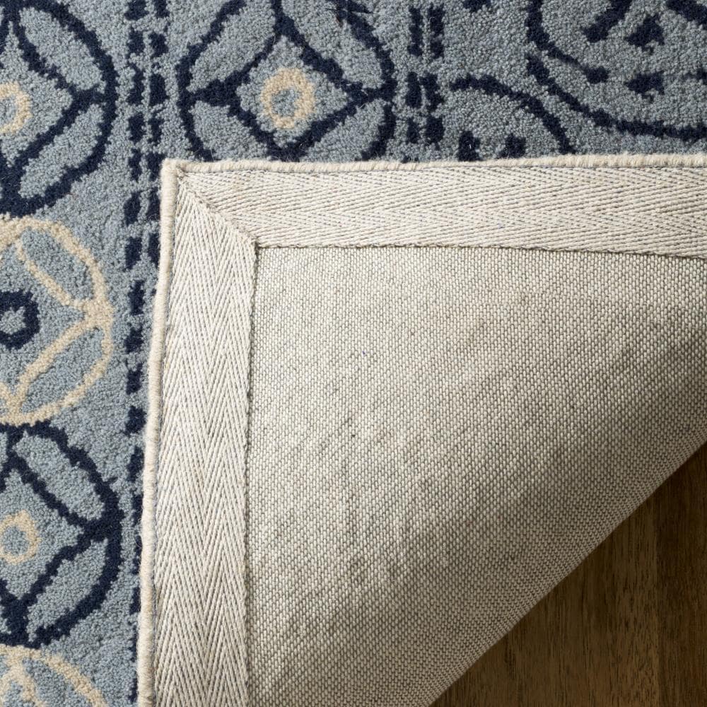 Hand-Tufted Artisan Blue Wool 5' Square Area Rug