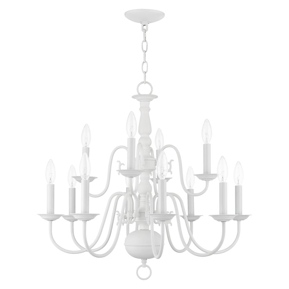 Livex Lighting Williamsburg 12-Light Polished Brass Traditional Dry rated  Chandelier