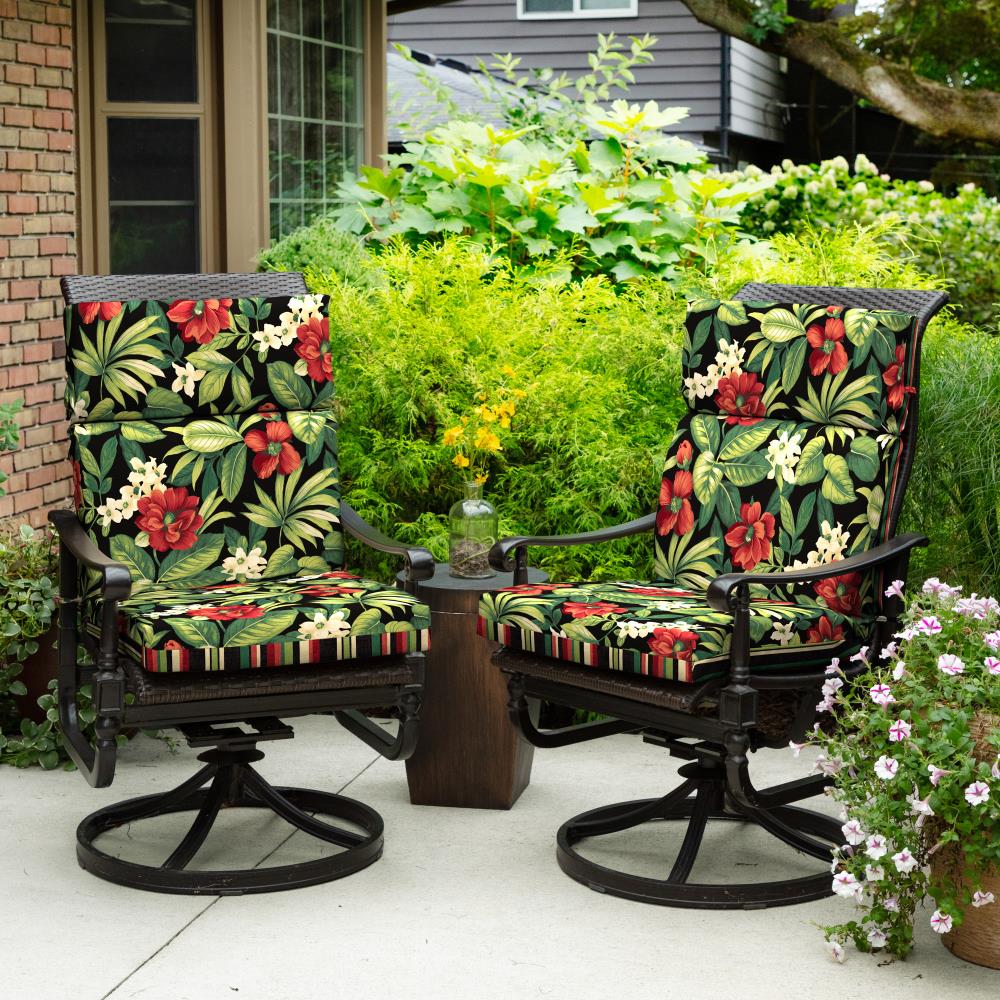 Garden Treasures Sanibel Black Tropical High Back Patio Chair Cushion ...