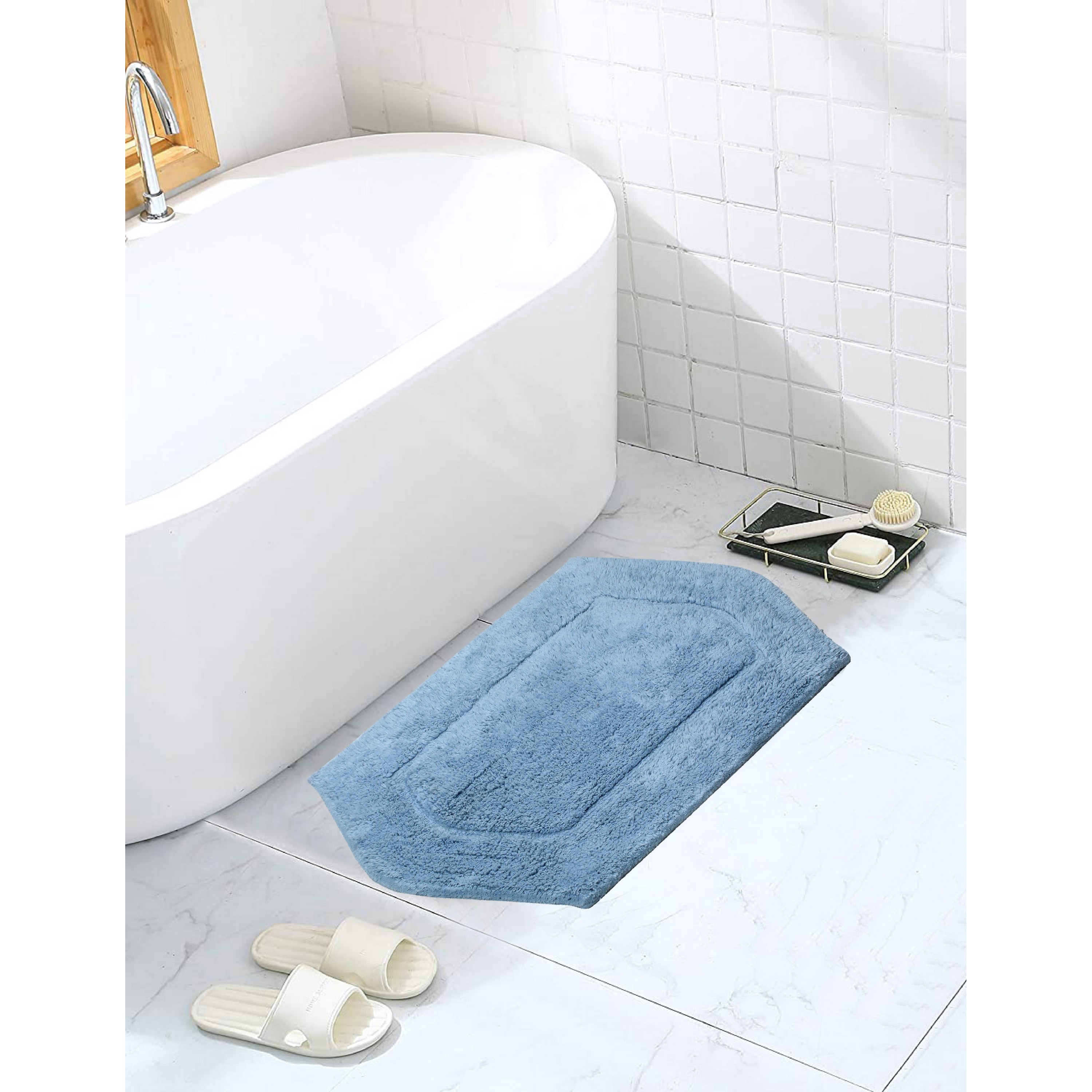 Home Weavers BWA1724BL Waterford 17-Inches x 24-Inches Blue Cotton Bath rug
