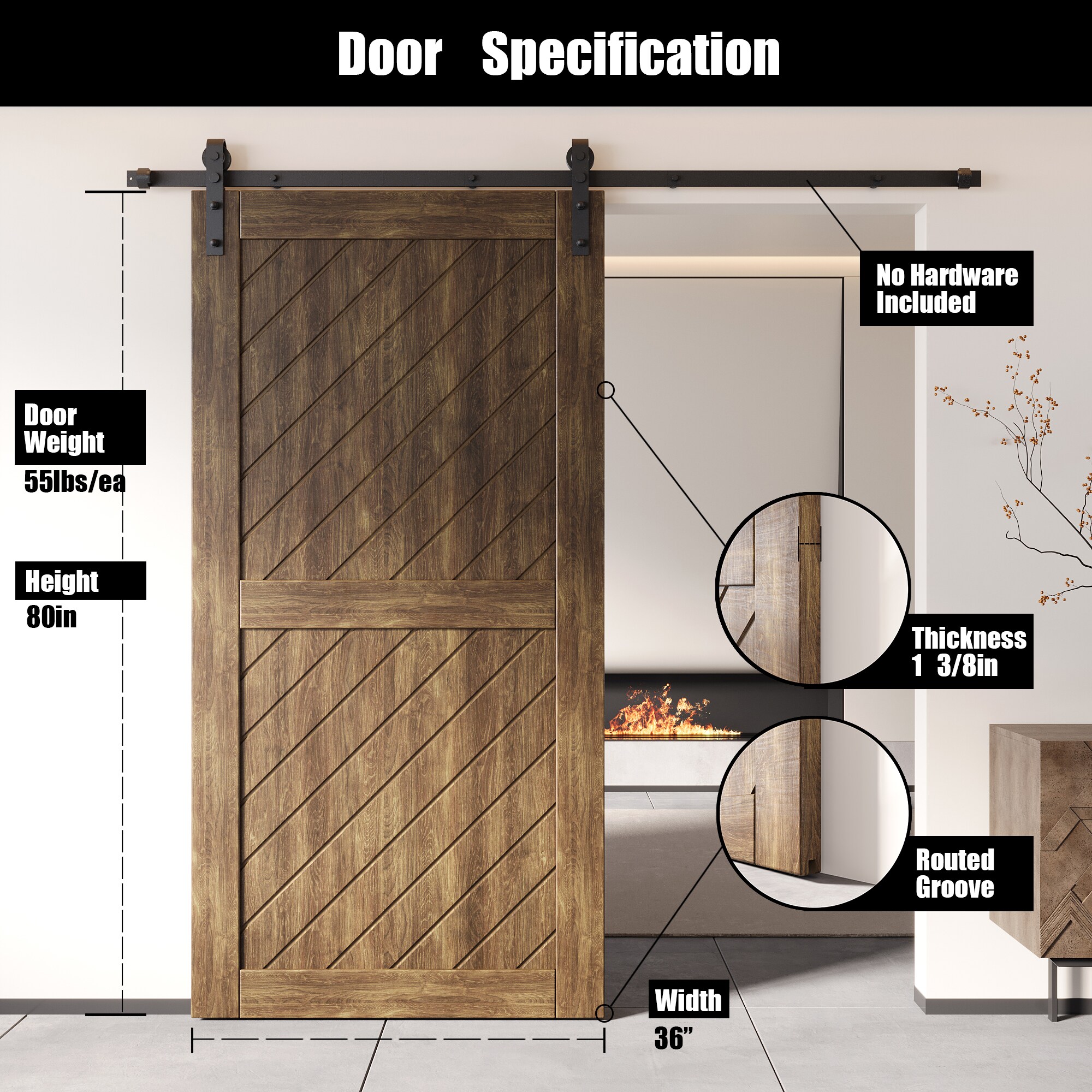 HOMACER XT1-3680-WA Barn-Doors - View #2