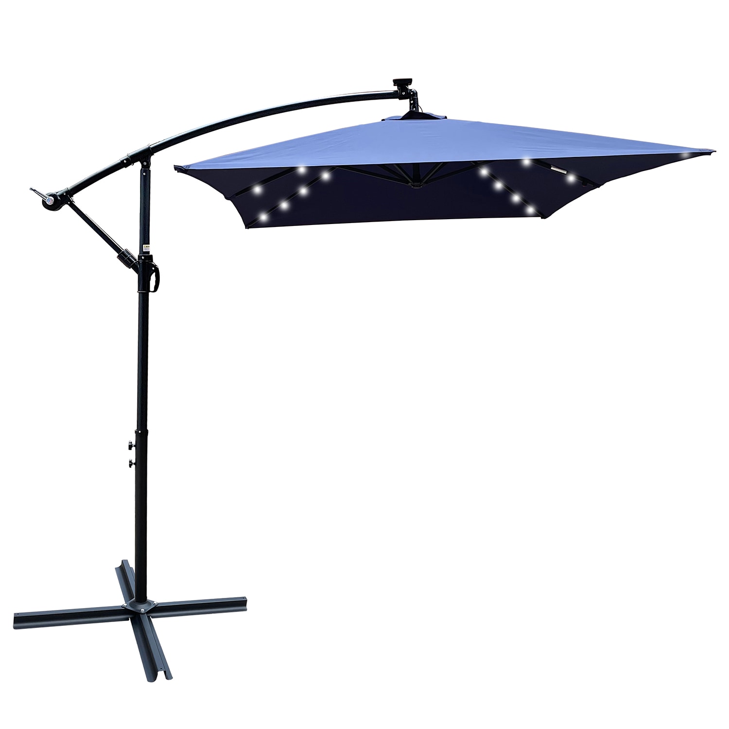 SINOFURN SYA810009GY 10-ft Steel Blue Cantilever Patio Umbrella with Lights