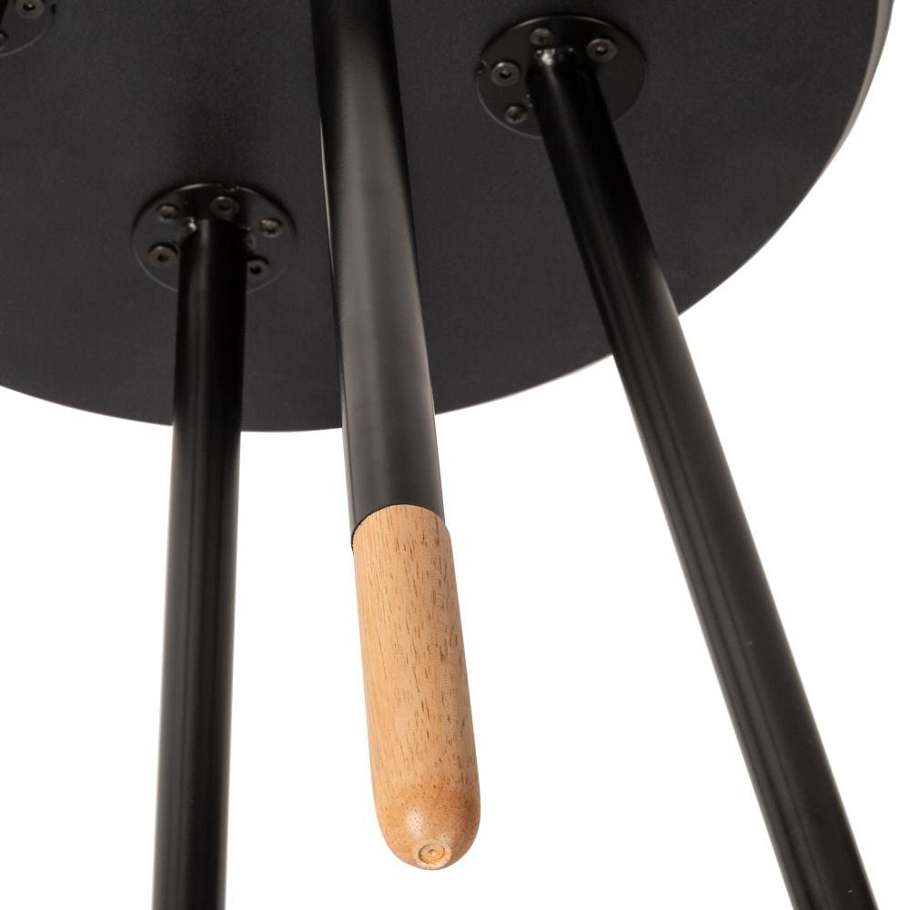 Modern Round Black and Natural Composite End Table