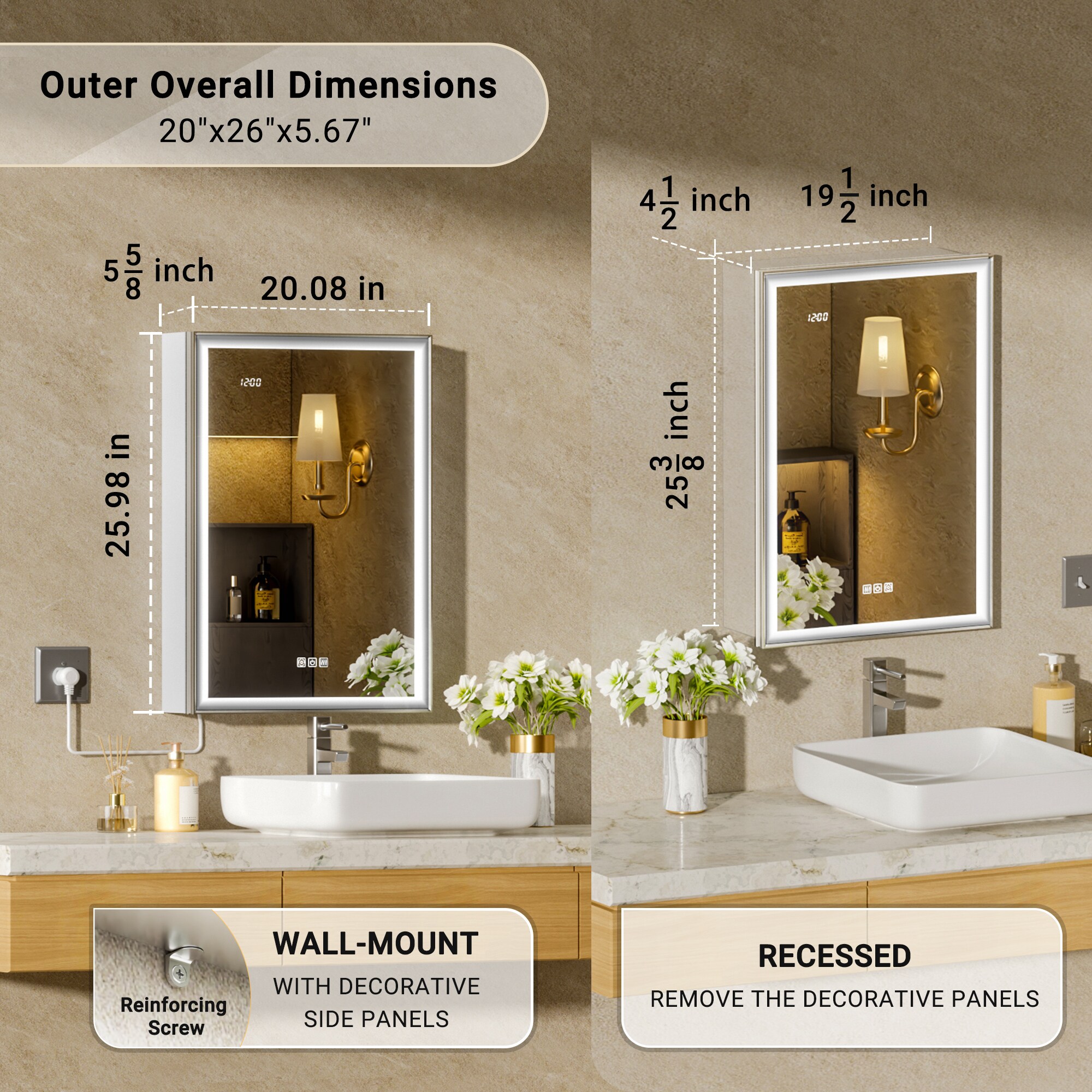 QueenFun MCBL2026BN Bathroom-Medicine-Cabinets - View #2