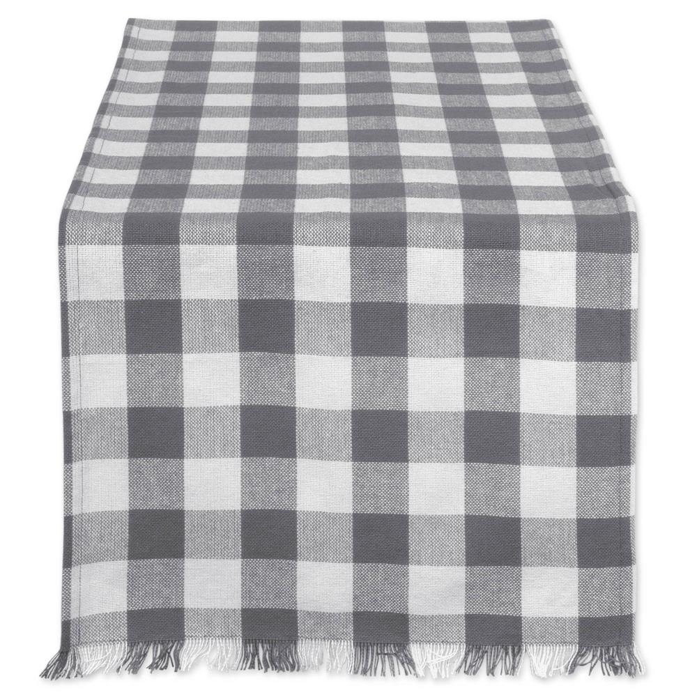 DII CAMZ37577 Gray Check Table runner