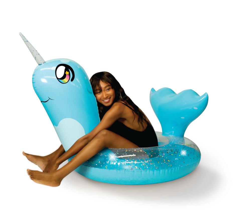 PoolCandy 1-Seat Blue With Silver Glitter Inflatable Ride-On At Lowes.com