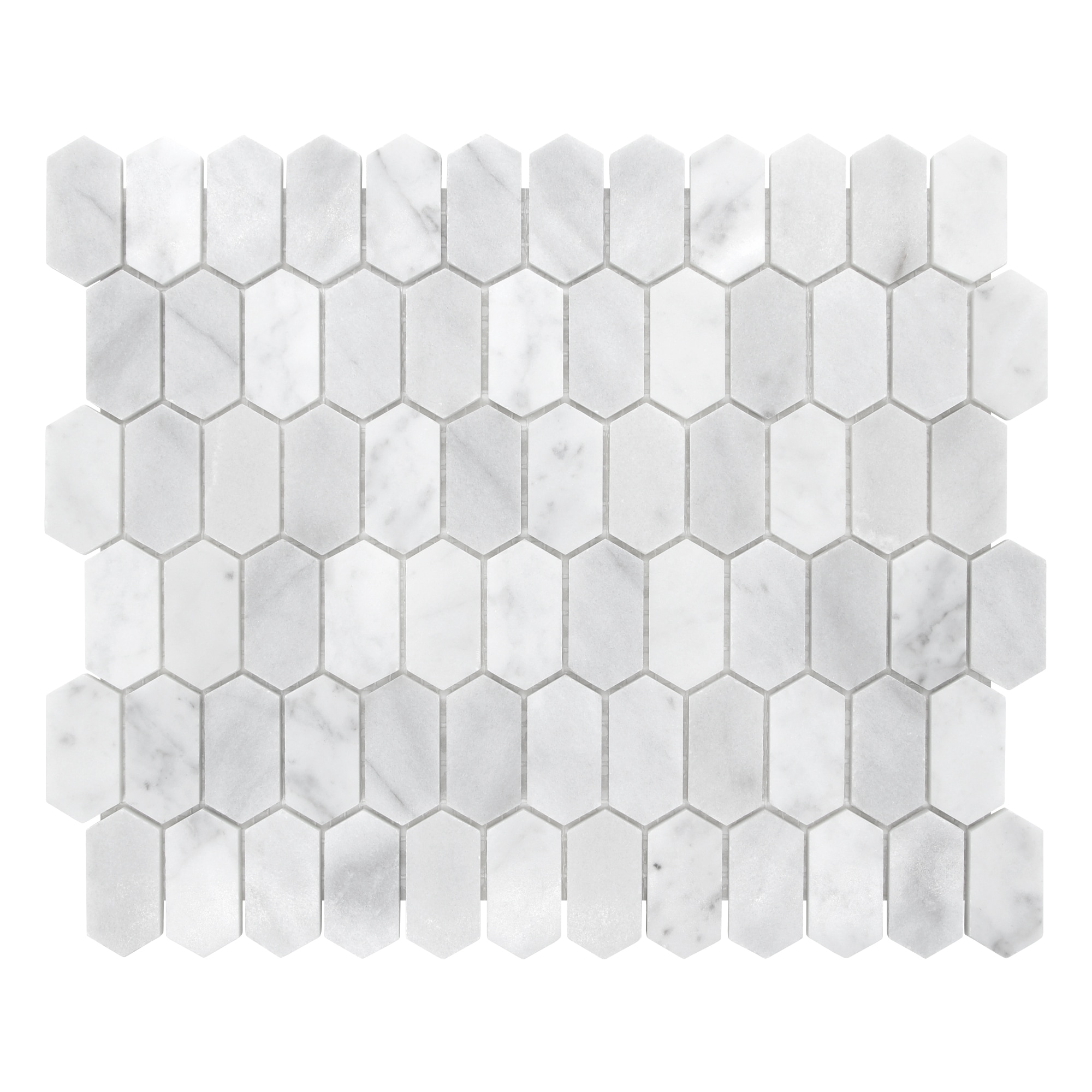 12" x 10" White Carrara Marble Hexagonal Mosaic Tile