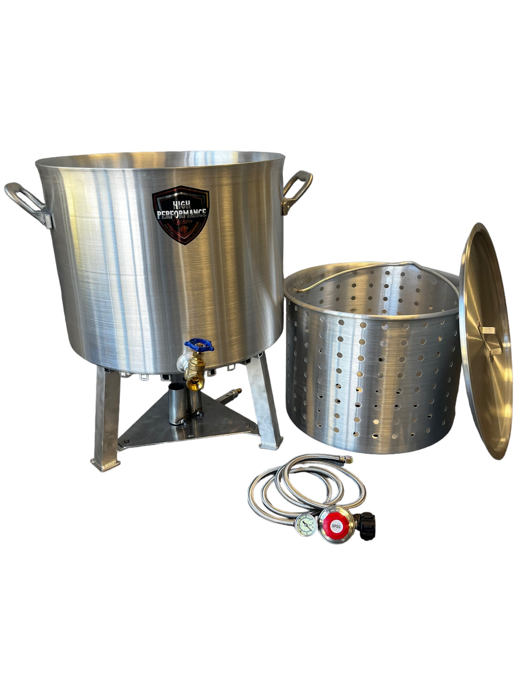 High Performance Cookers PW80-BDJ-VLV075 80 Quart 2 -Burner Propane Manual Aluminized steel Boiler