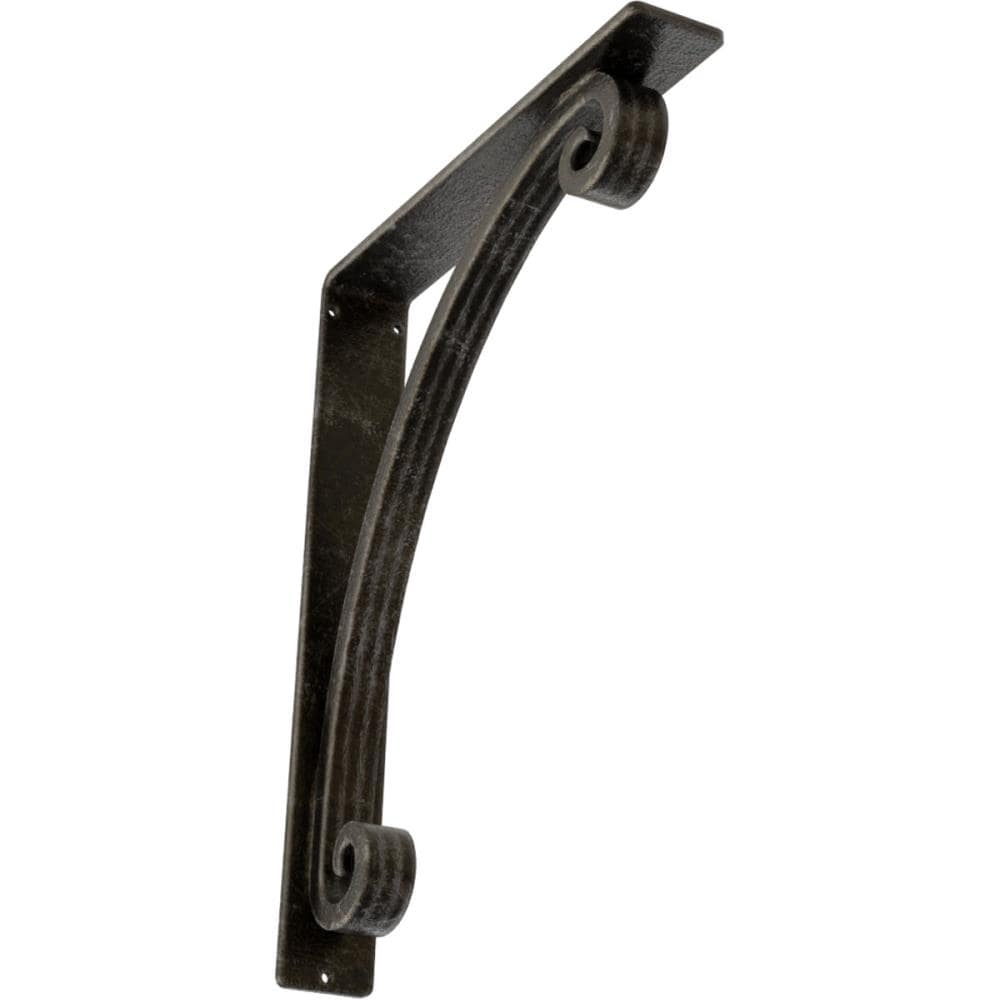 Ekena Millwork BKTM02X12X15TLEAWS Legacy 12-in x 2-in x 15-in Gray Wrought iron Countertop support bracket