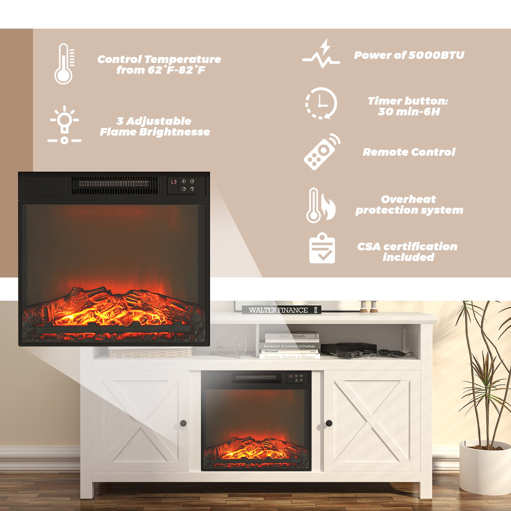 Clihome CL-SX1HA58WH Electric-Fireplaces - View #9