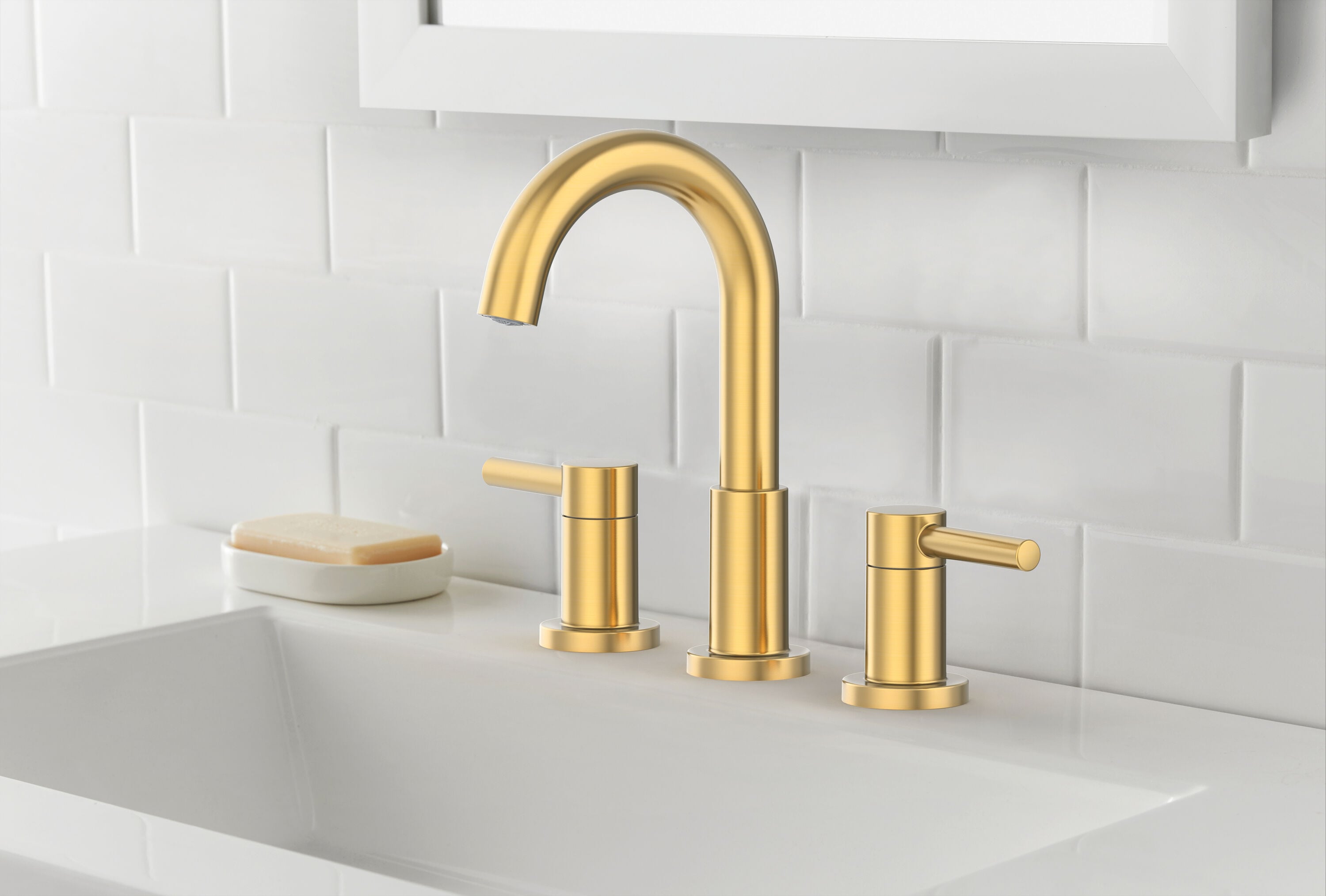 Allen Roth Harlow Brushed Gold Widespread 2 Handle Watersense Bathroom Sink Faucet With Drain