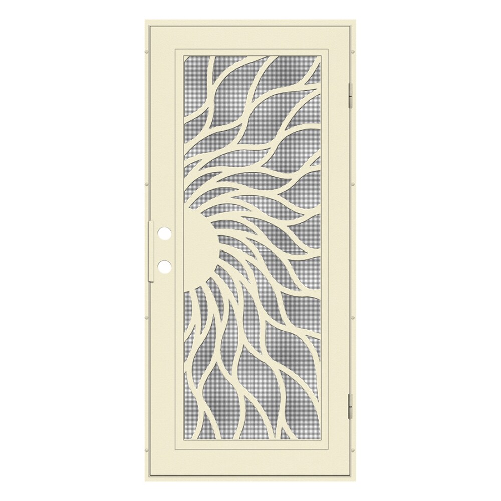 TITAN Premium Aluminum Security Door 36-in x 80-in Beige Aluminum Surface Mount Left-Hand Outswing Security Door with Charcoal Screen in White -  3S2001EL1BGISA