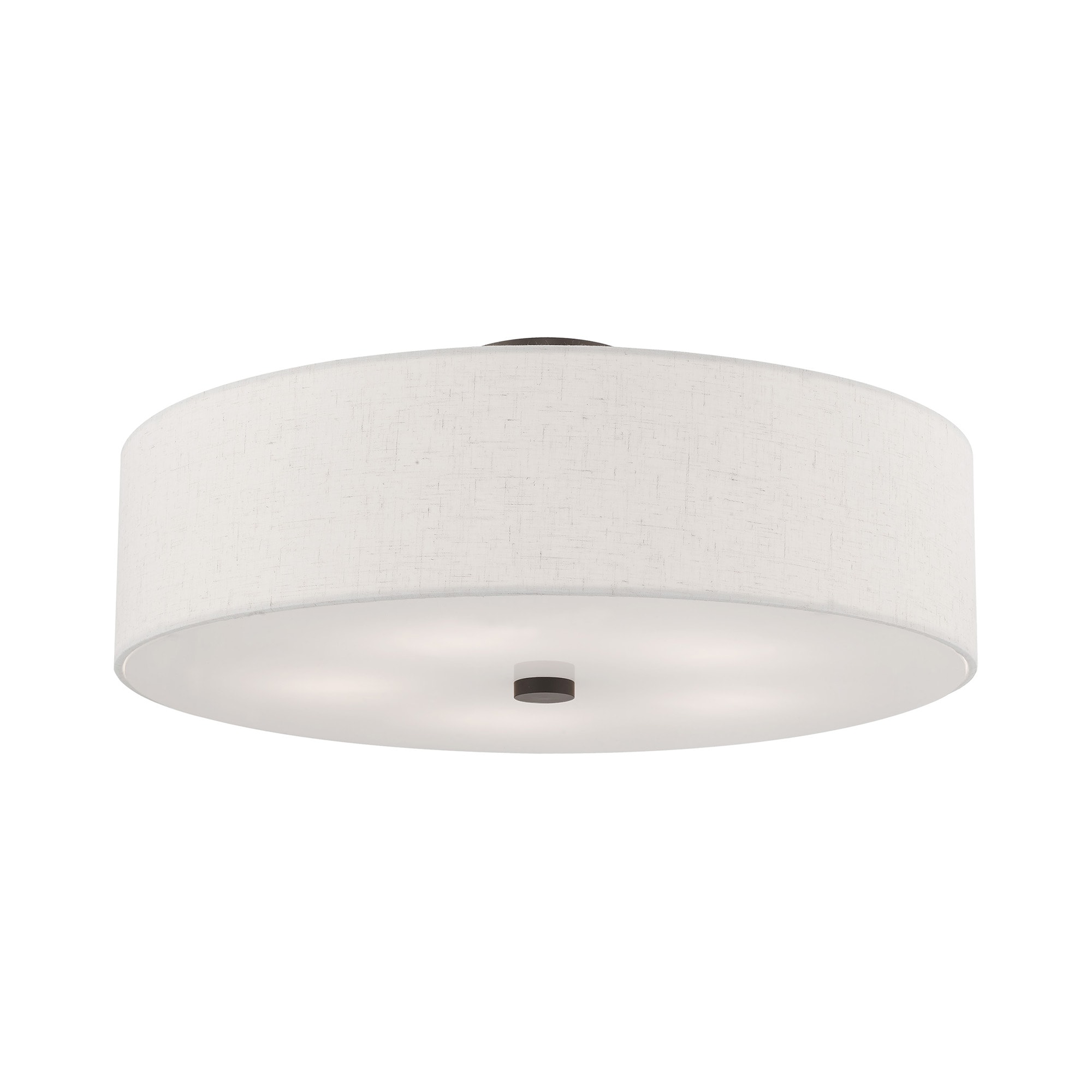 English Bronze 5-Light Semi-Flush Mount with Fabric Drum Shade