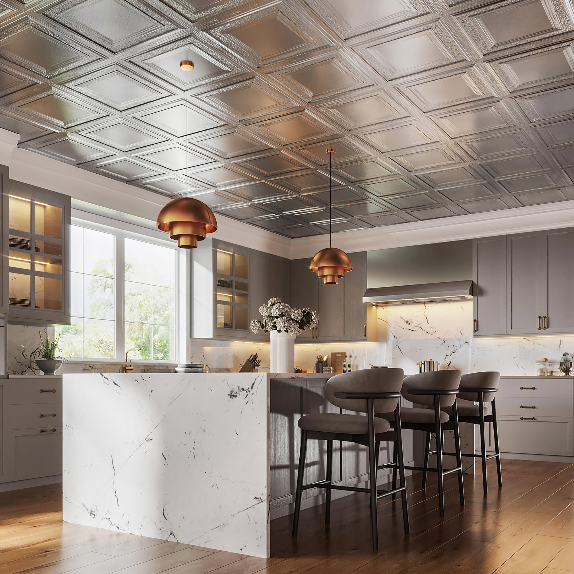 American Tin Ceilings KIT-N-P06-SBN Ceiling-Tile - View #4