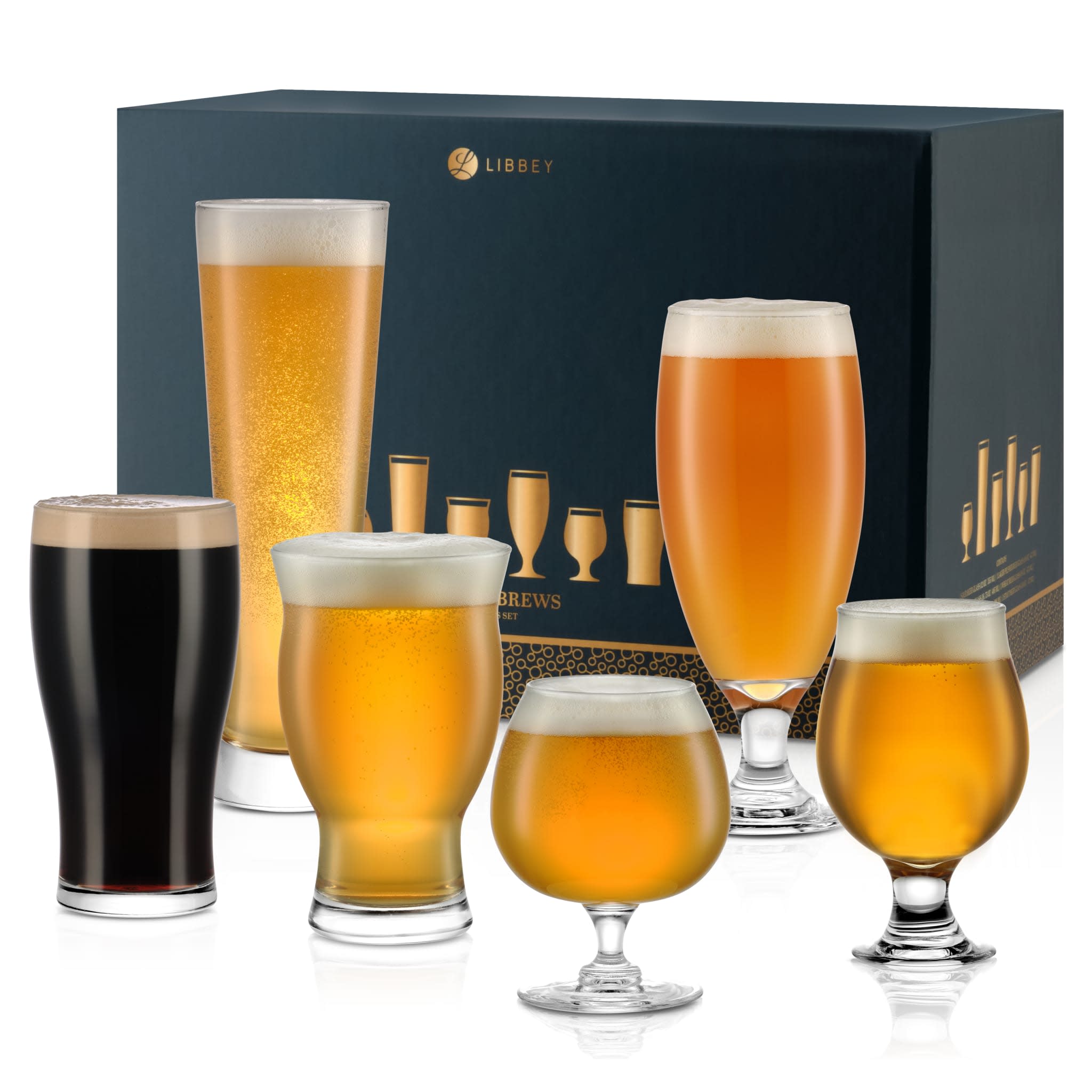 Libbey Craft Brews Assorted Beer Glasses Set of 6 with Gift Box #90172