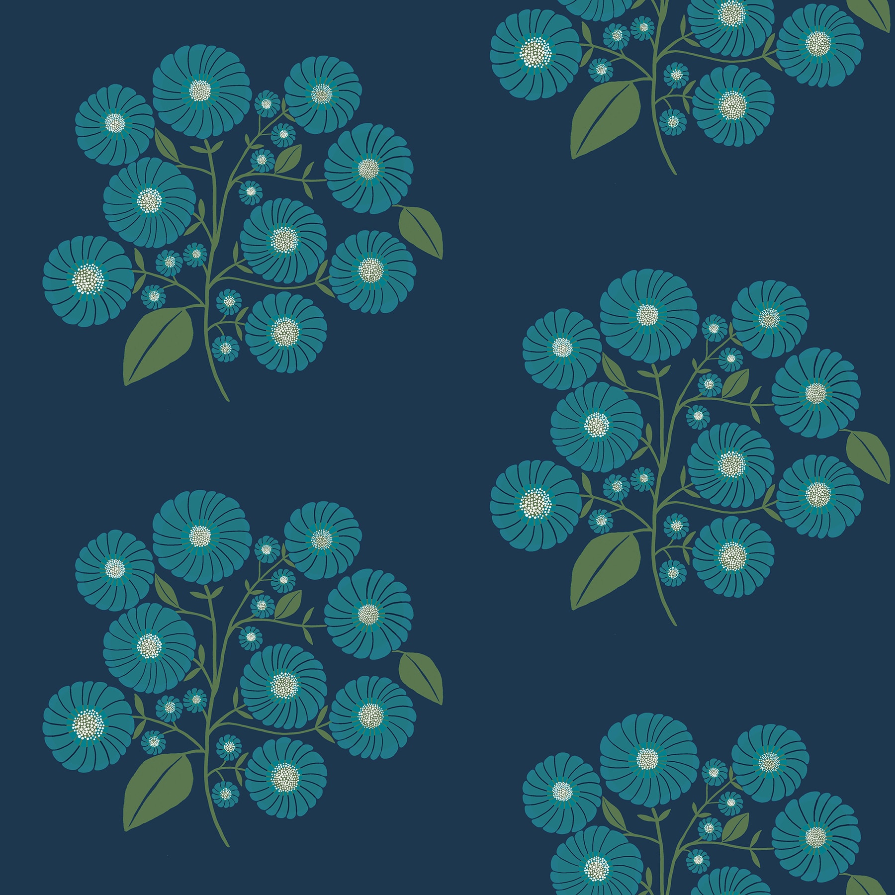 Jen Hewett JHS5030 30.75-sq ft Blue Vinyl Floral Self-adhesive Peel and Stick Wallpaper