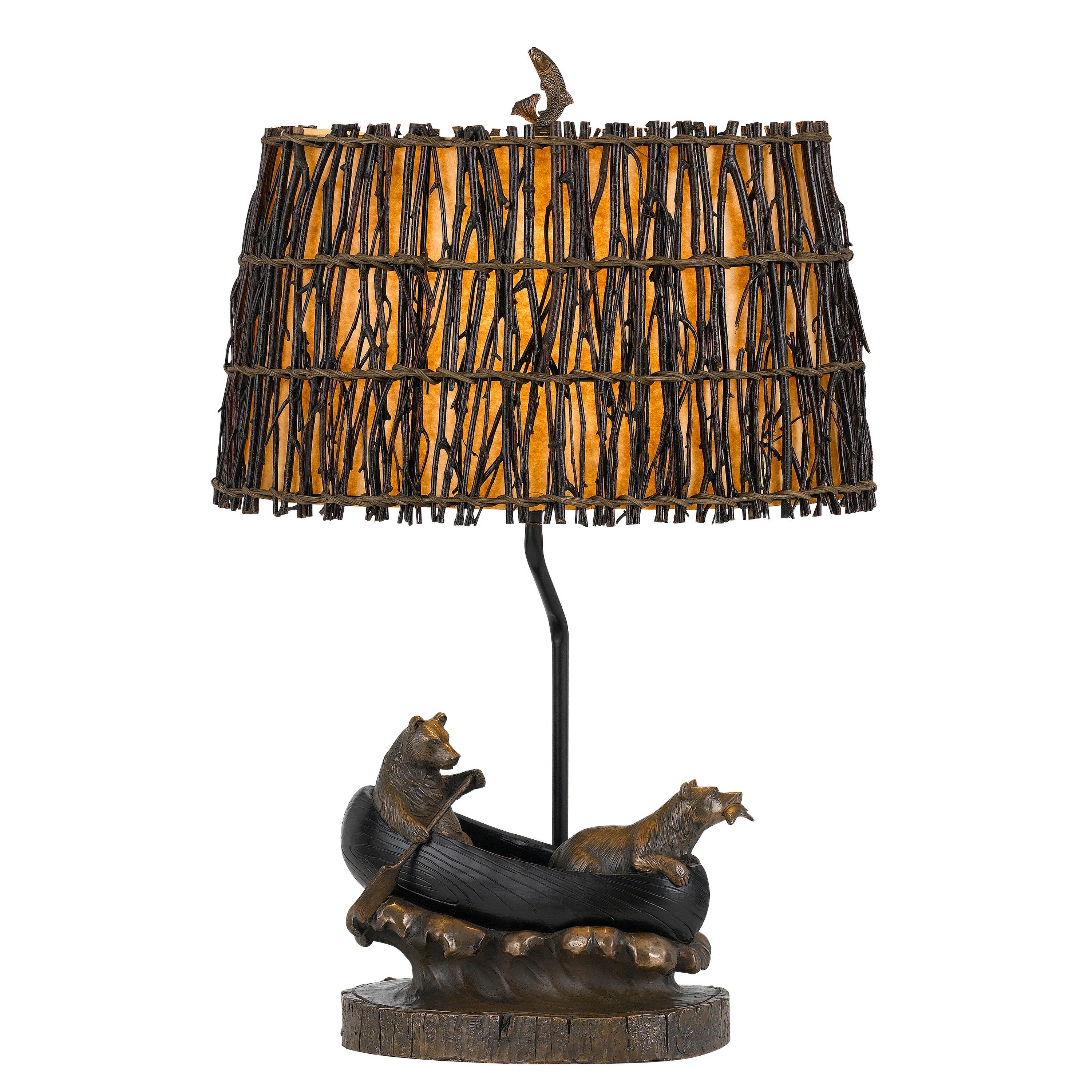 Benzara BM224872 27-in Bronze LED 3-way Table Lamp with Fabric Shade