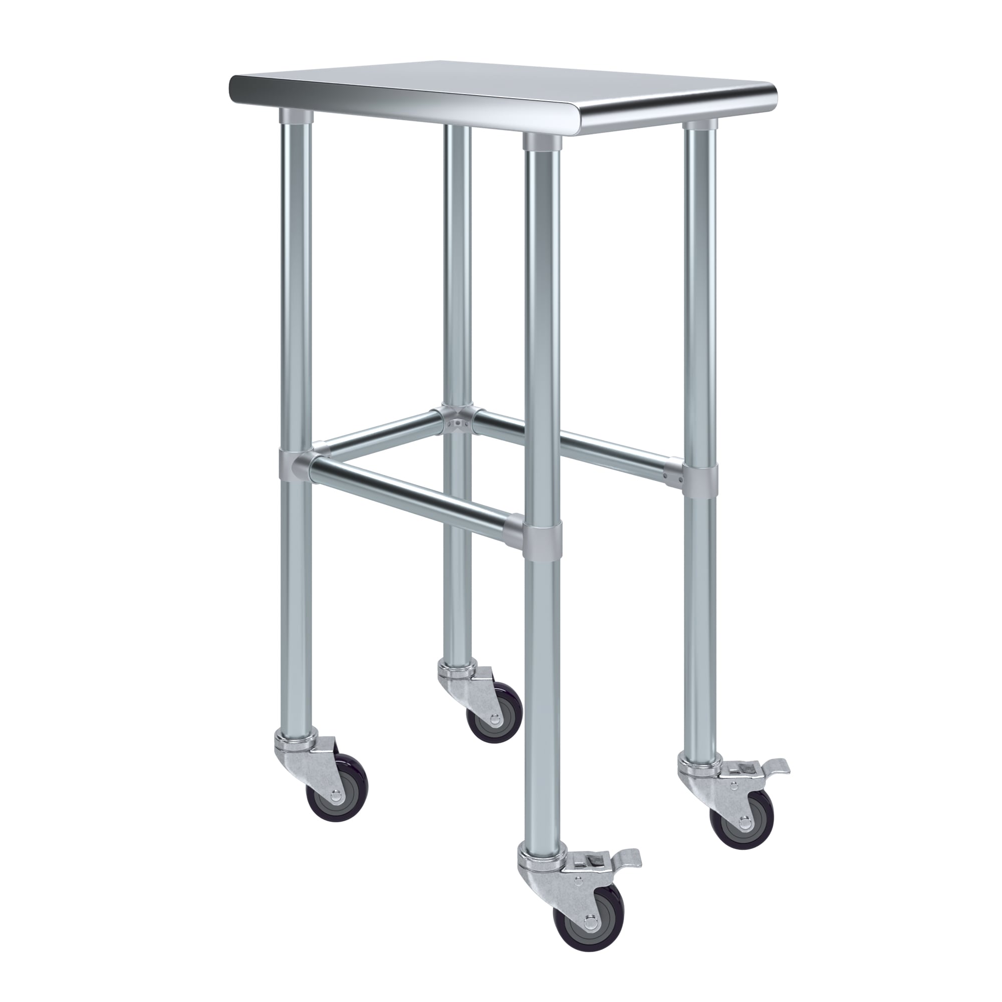 Amgood 24 in. x 15 in. Stainless Steel Open Base Table with 3 in. Casters