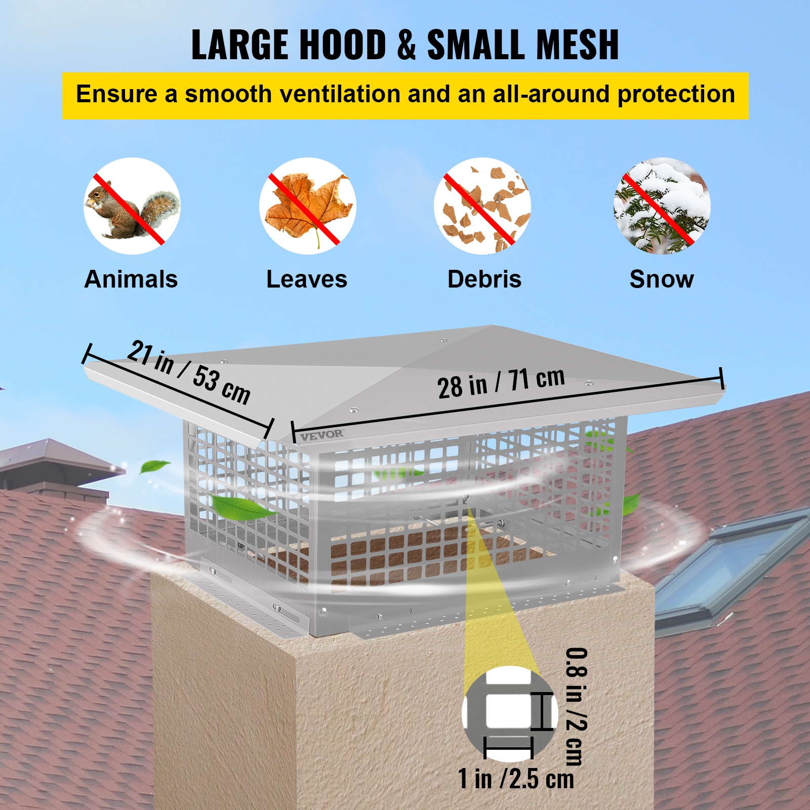 VEVOR YCZ13X24YBBZ6RLT0V0 Chimney-Cap - View #6