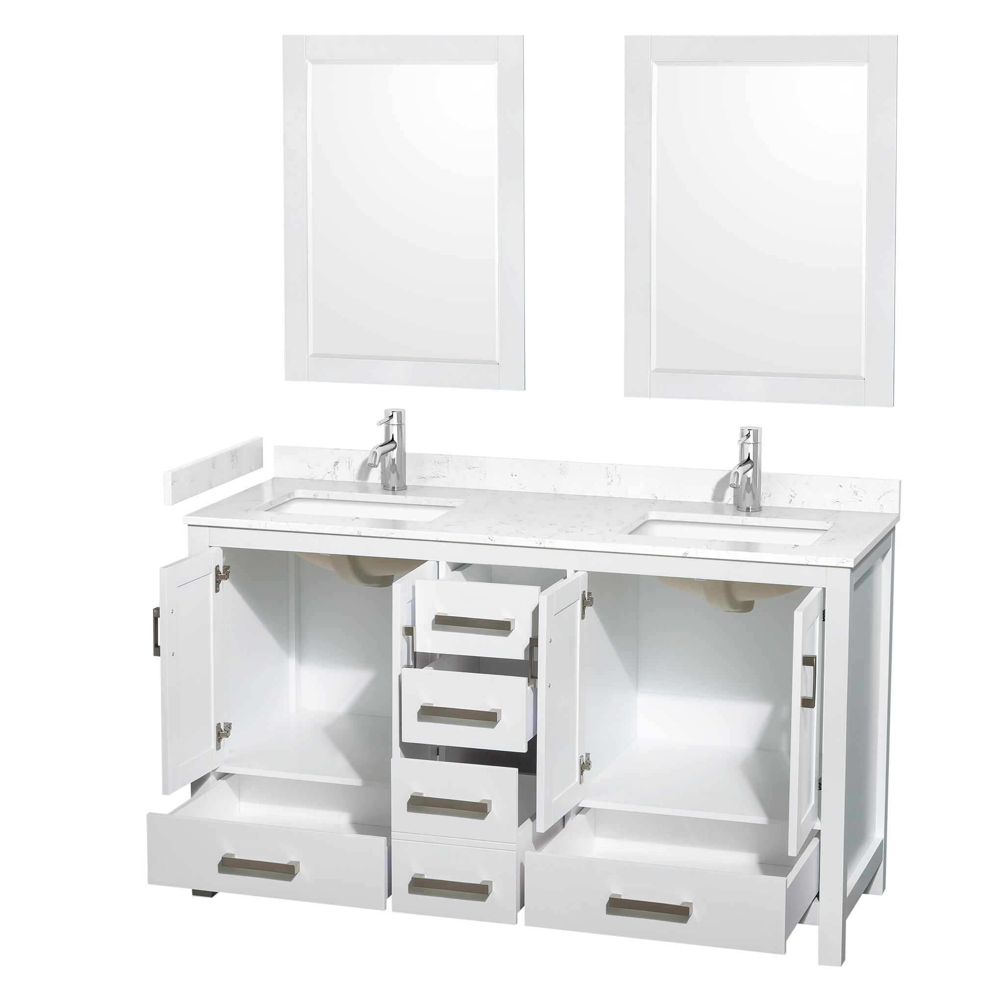 Wyndham Collection WCS141460DWHC2UNSM24 Bath-Vanity-Combo - View #2