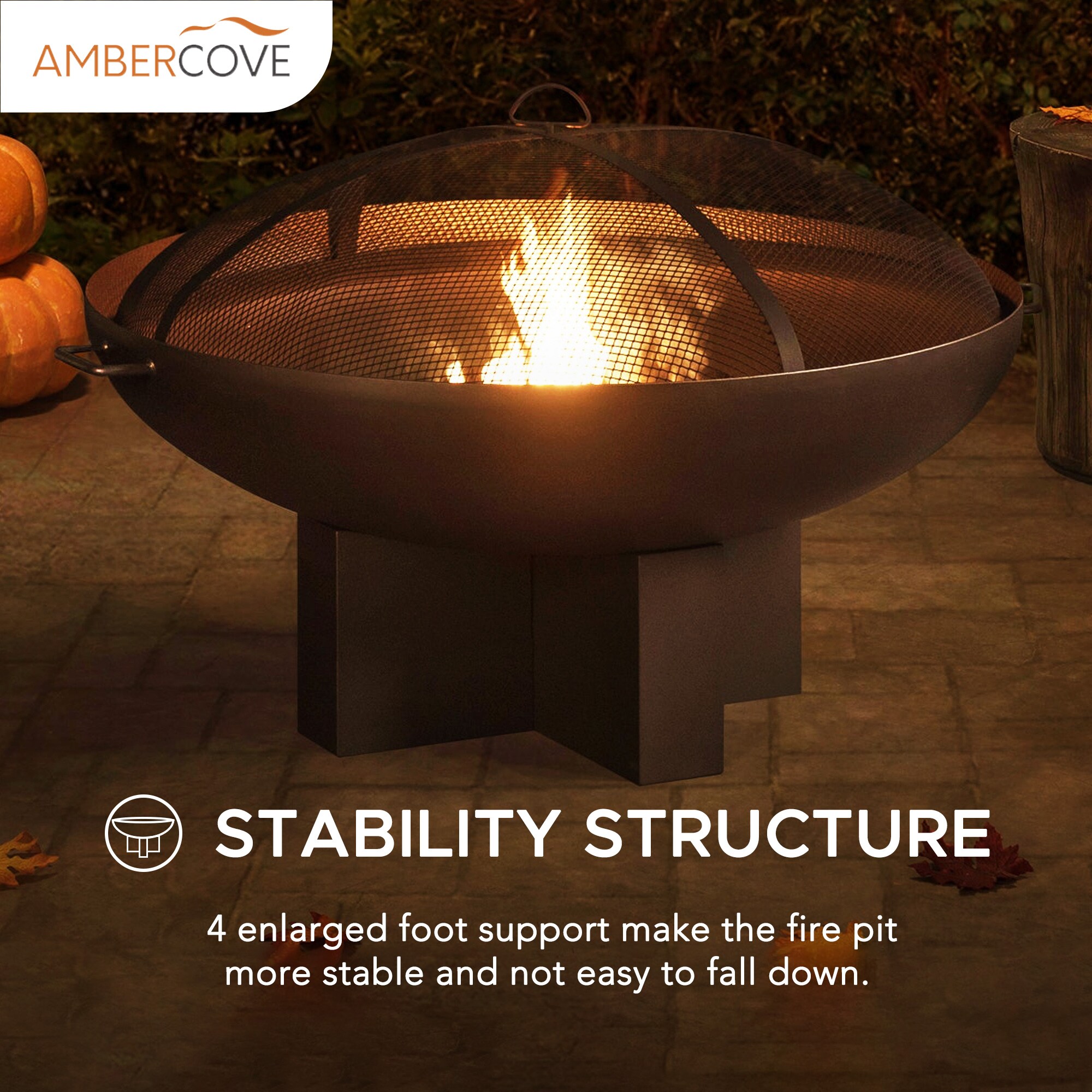 AmberCove 39.57-in W Gray Steel Wood-Burning Fire Pit in the Wood ...