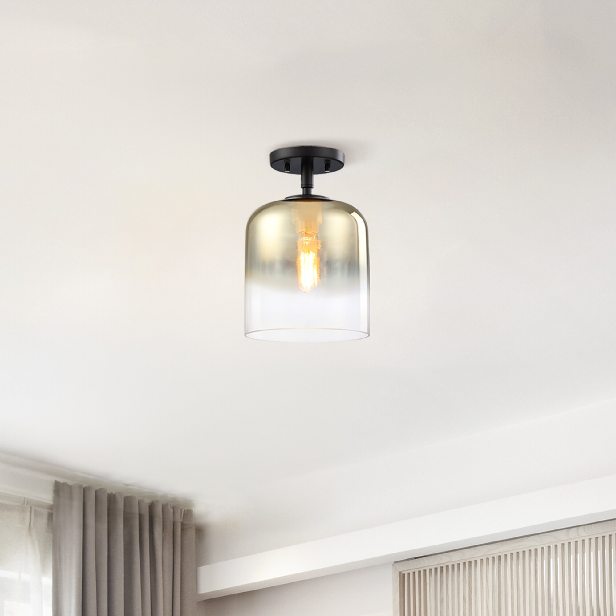 Designers Fountain D306M-SF-MB Gatsby 1 -Light 8.5-in Matte Black Semi Flush Mount Light