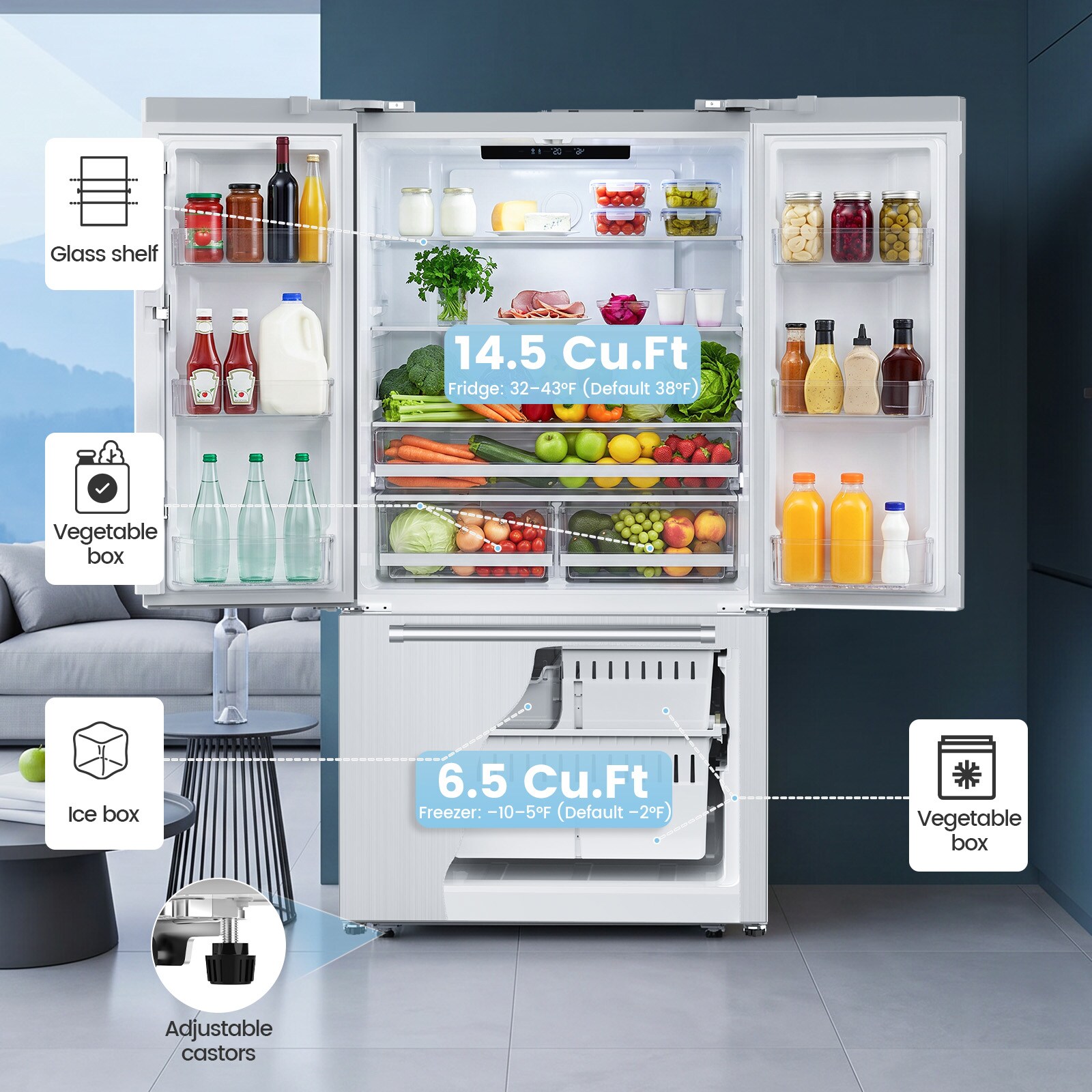 COWSAR Standard-Depth 21-cu ft 27.17-in Wide French Door Refrigerator with Ice Maker ( Stainless Steel ) Sansujyuku sansujyuku.com