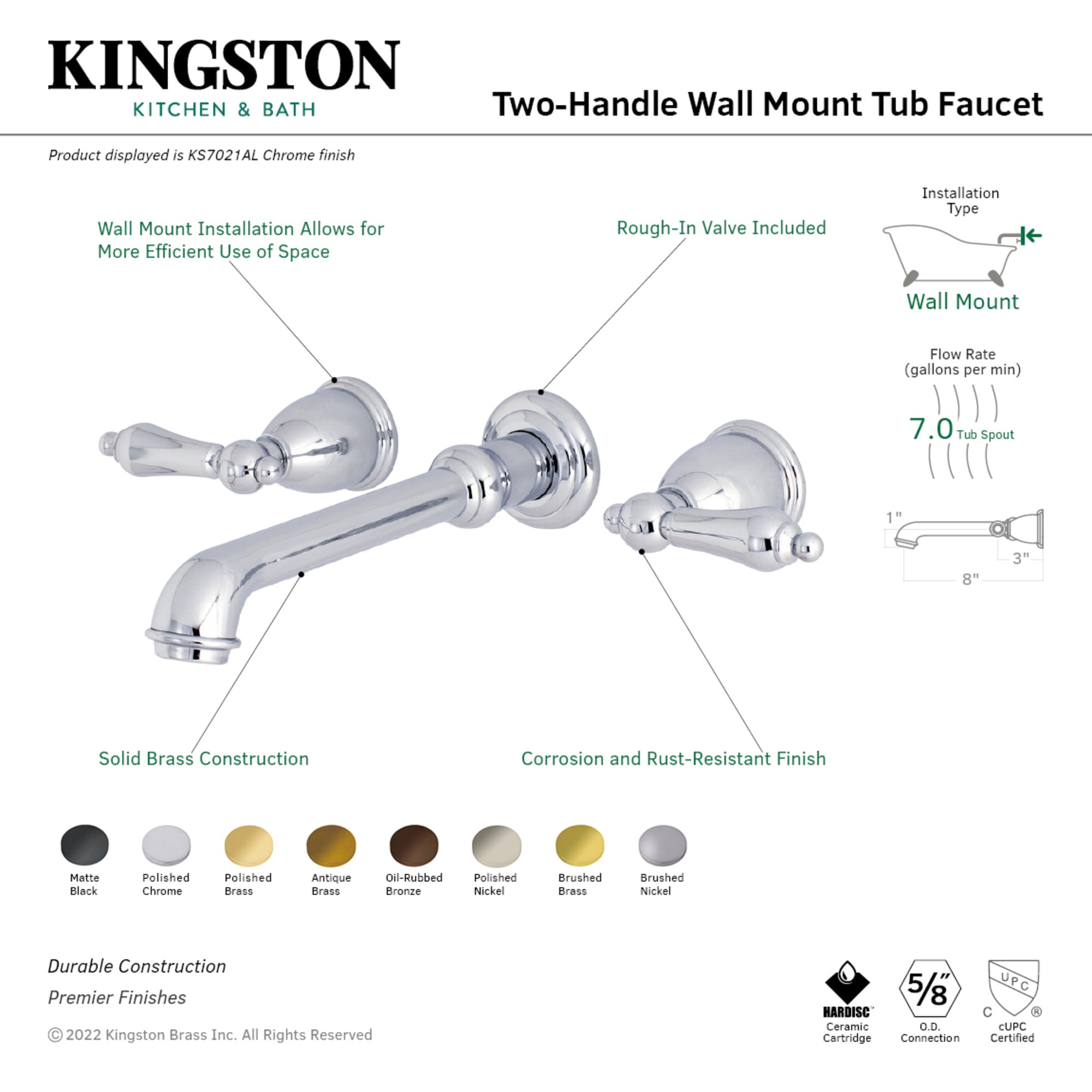 Kingston Brass WLKS7027AL Roman-Tub-Faucets - View #3