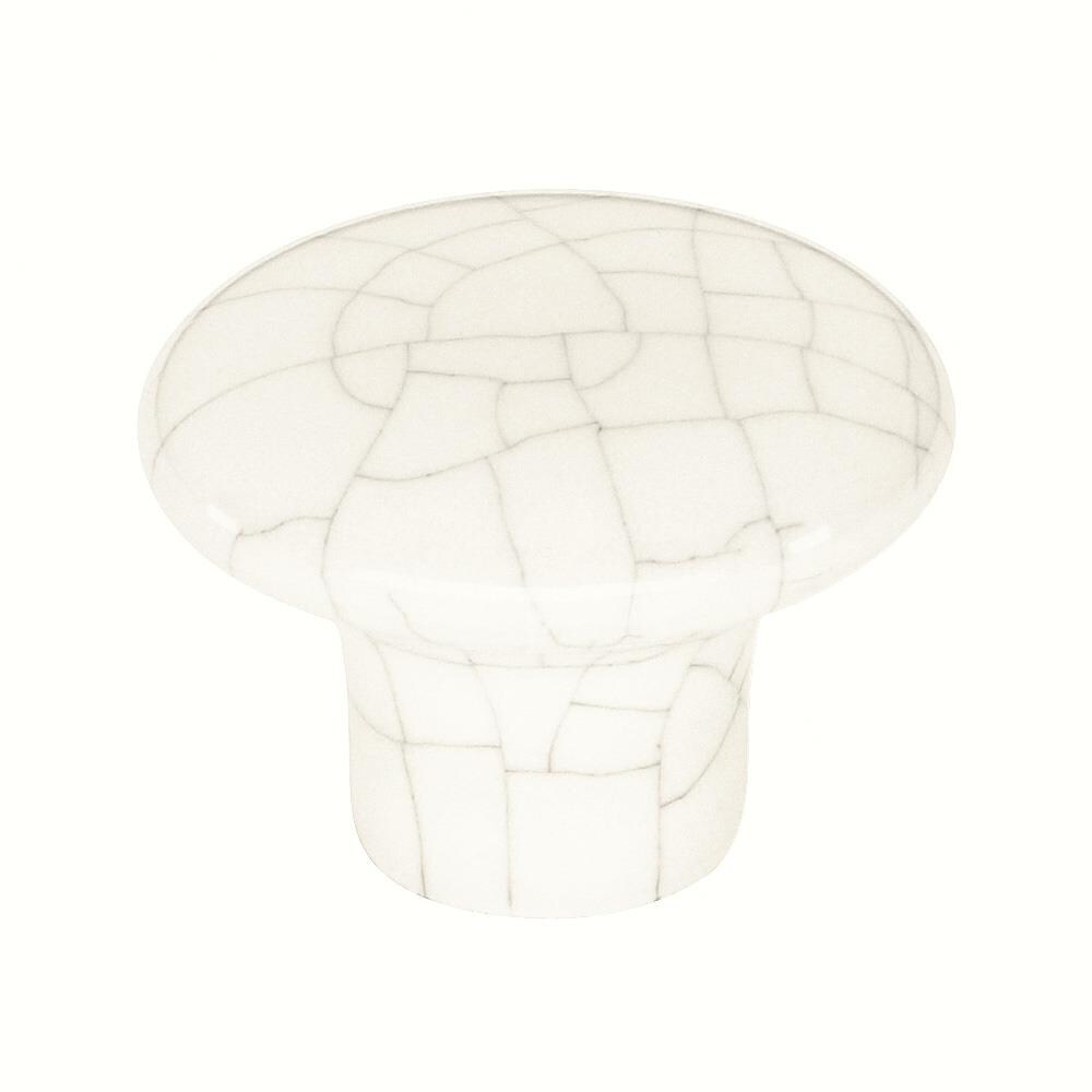 Siro Designs 22-105 Baton Rouge Crackled White Mushroom Transitional Cabinet Knob