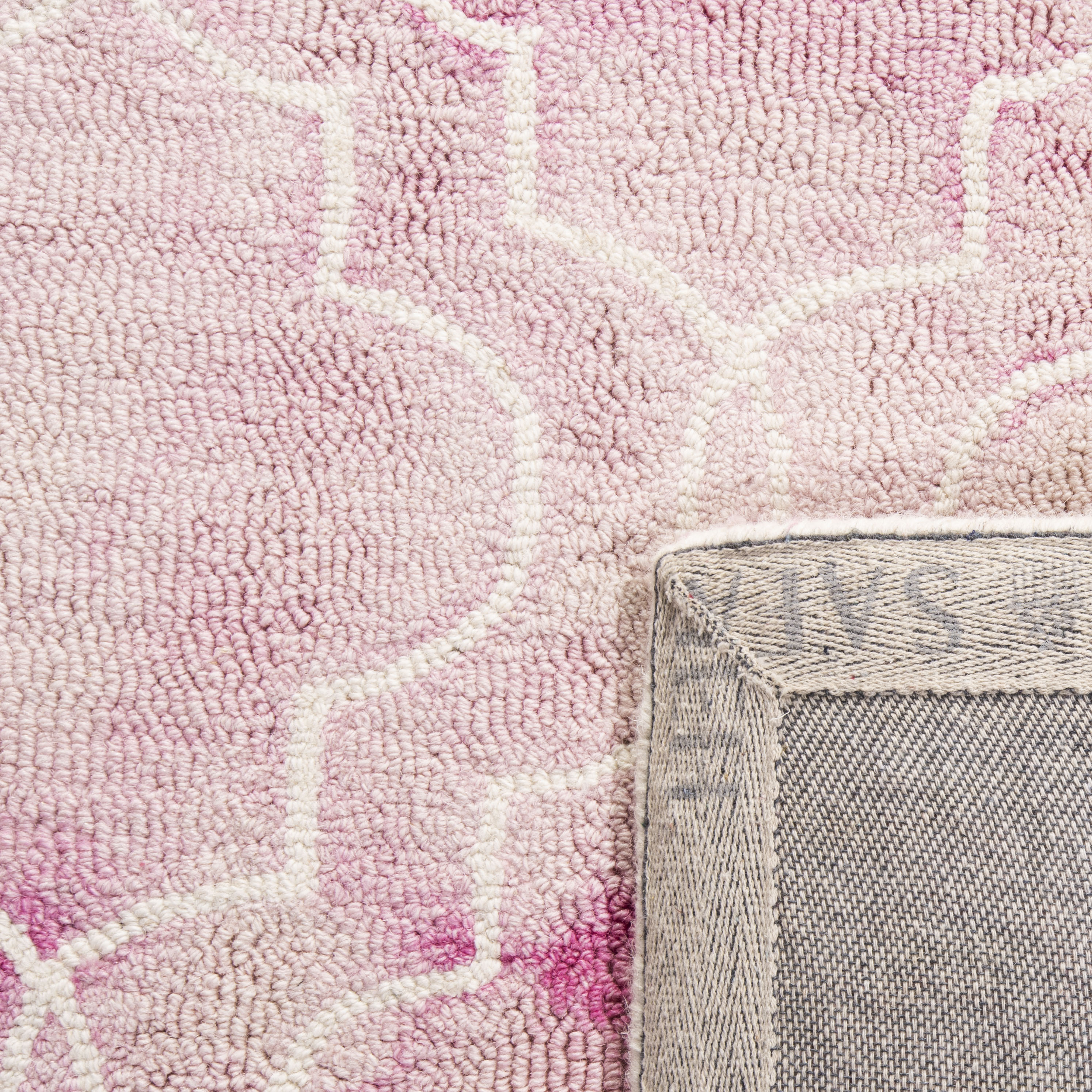 Hand-Tufted Rose and Ivory Wool Area Rug - 2' x 3'