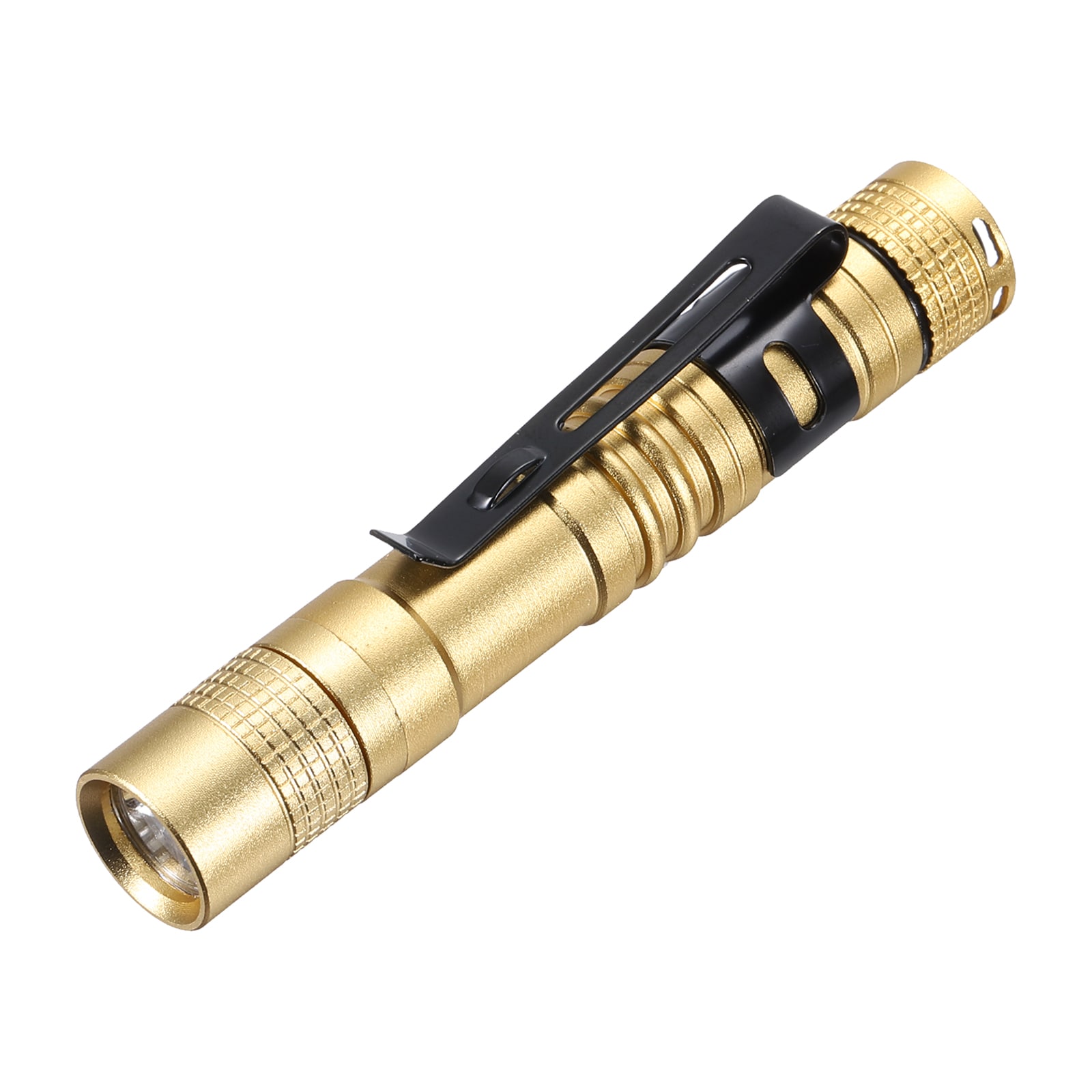 PATIKIL Mini Flashlight with Clip Super Light Small LED Pen Flashlights Aluminum White Light Torch Battery Powered for Camping Hiking Golden