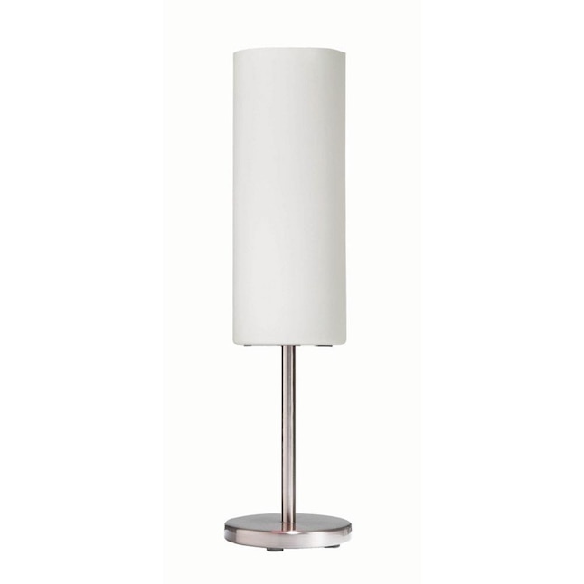 Satin Chrome Stick Table Lamp, Table Lamps With Frosted Glass Shades