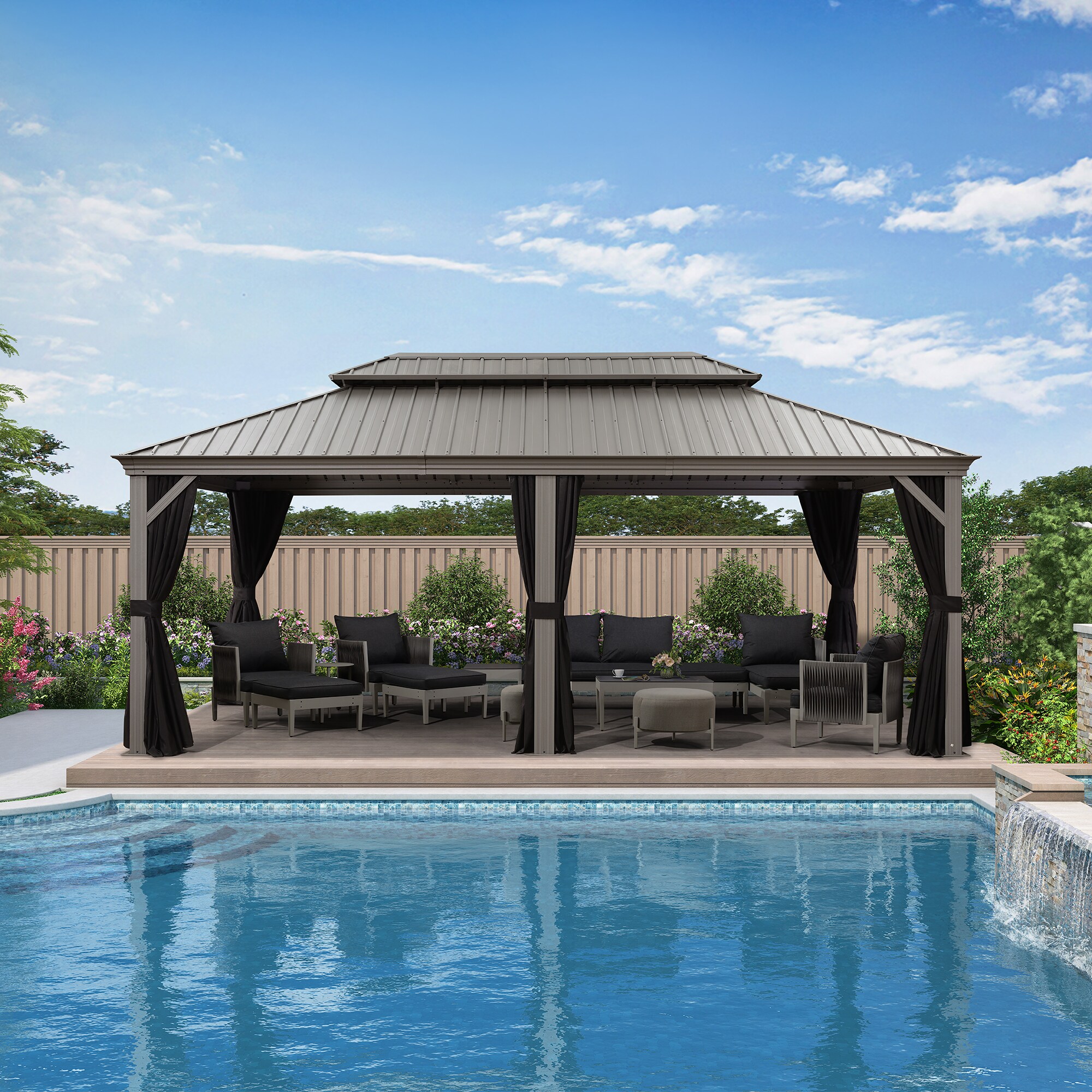 PURPLE LEAF 20-ft x 12-ft Light Grey Rectangle Hardtop Steel Roof (Screen Included)
