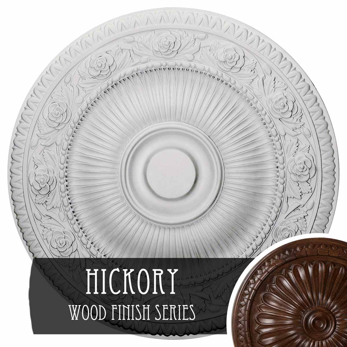 Ekena Millwork CM24NAHIS Neuveau 24.25-in W x 24.25-in L Hickory Polyurethane Ceiling Medallion