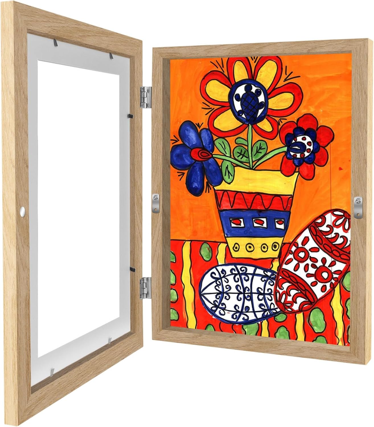 DecorUHome FRAME8511-1-WD 1 Pack Kids Artwork Frame 8.5x11 Inch  Changeable Front-Opening Design  Wooden Frame with Acrylic Cover  Holds Multiple Artworks for Children's Drawings Photos Wood