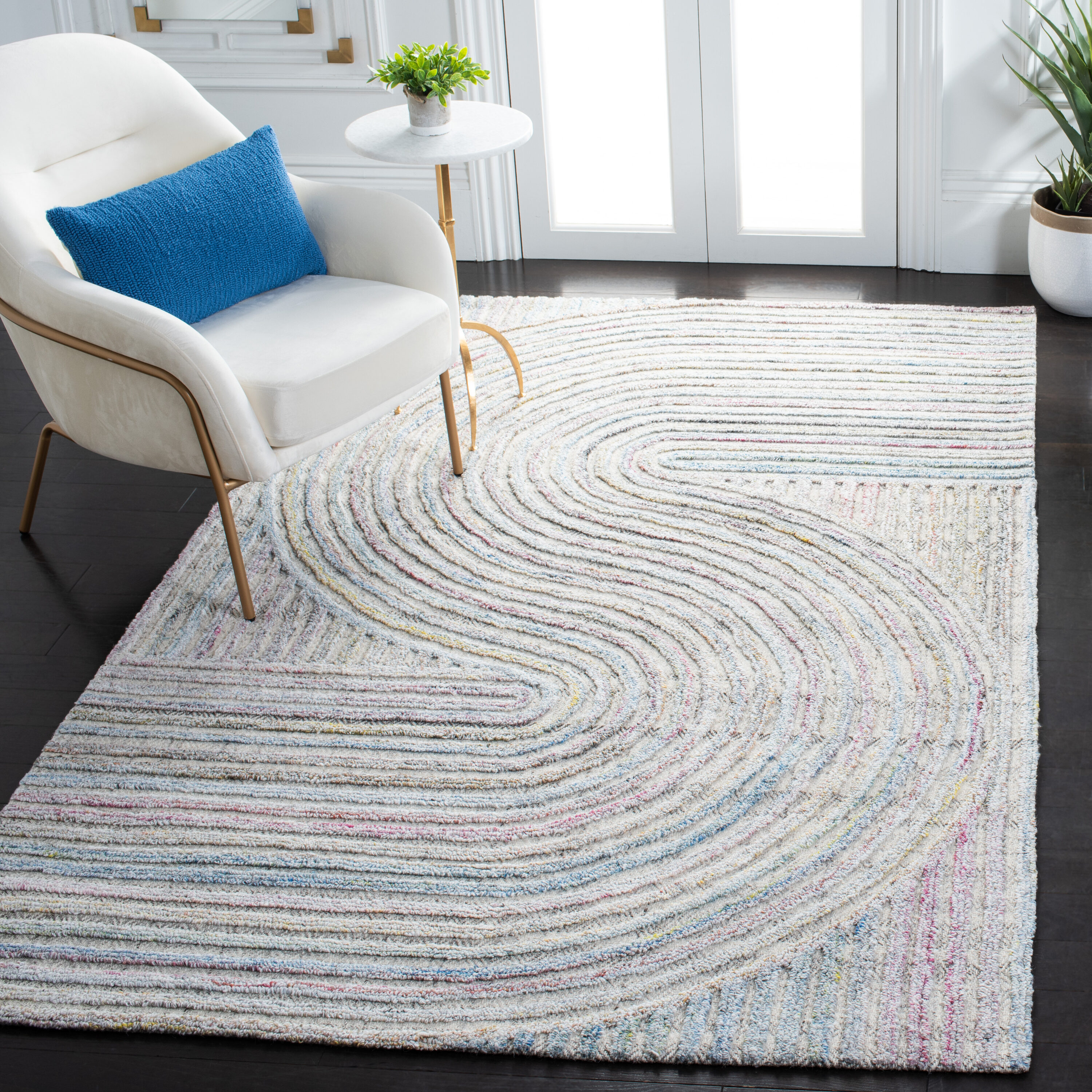  Southampton 301 Pink/Blue Contemporary 4ft x 6ft Small Rectangle Rug