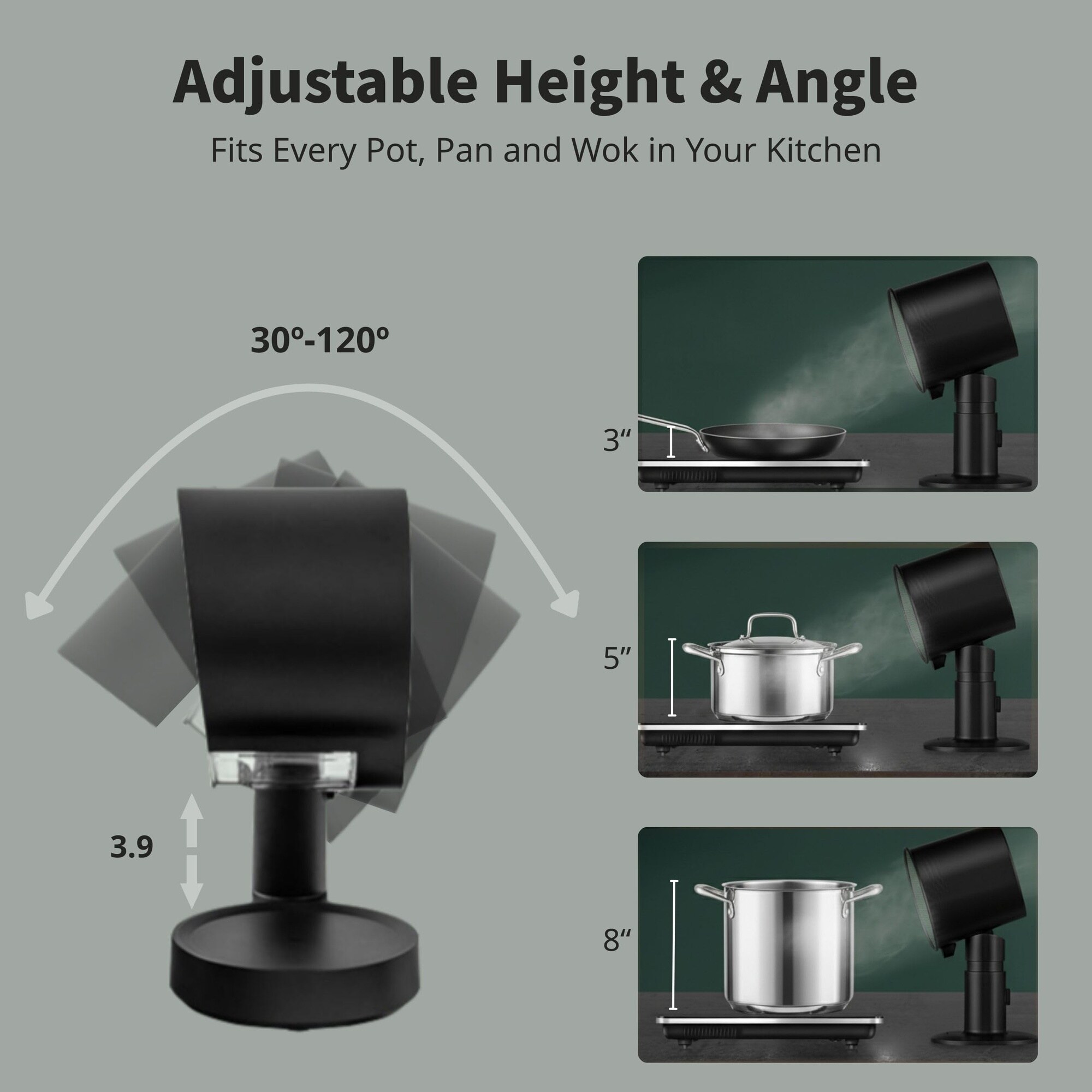 Anqtovp Portable Range Hood Desktop Kitchen Exhaust Fan Extractor ...