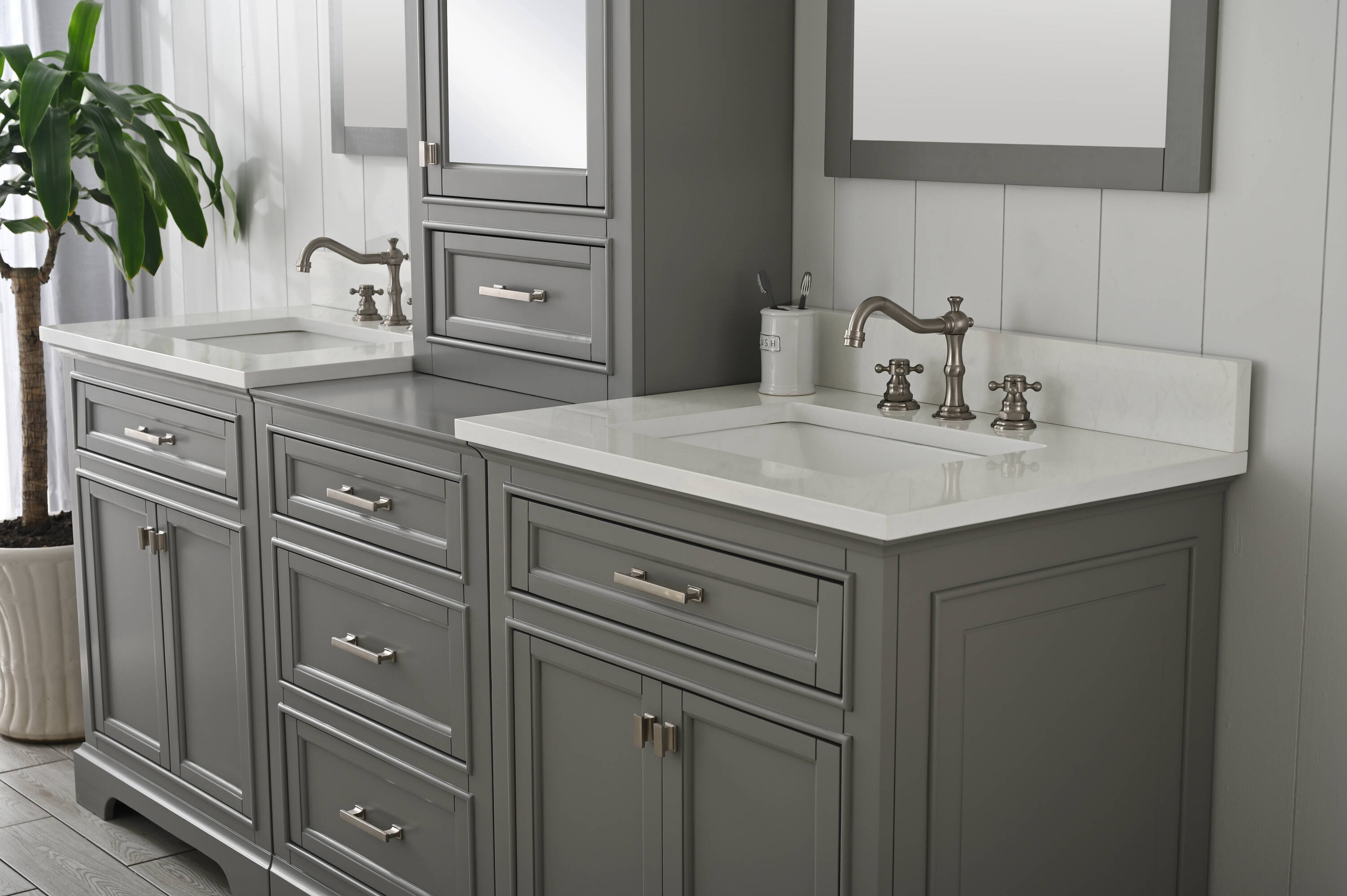 Design Element Milano 84-in Gray Undermount Double Sink Bathroom Vanity ...