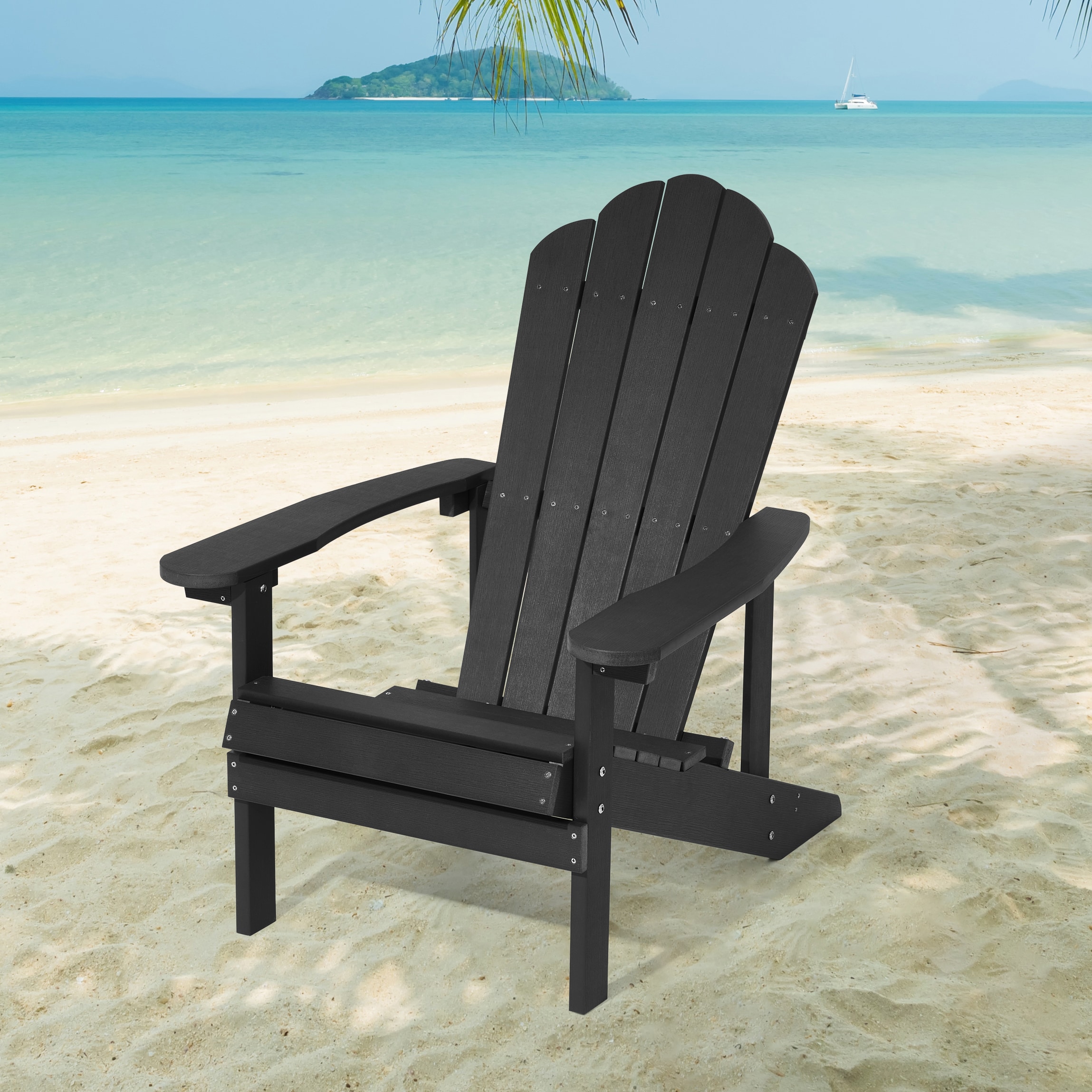 ACEGOSES Adirondack Chair Black Hdpe Frame Stationary Adirondack Chair   61668743 