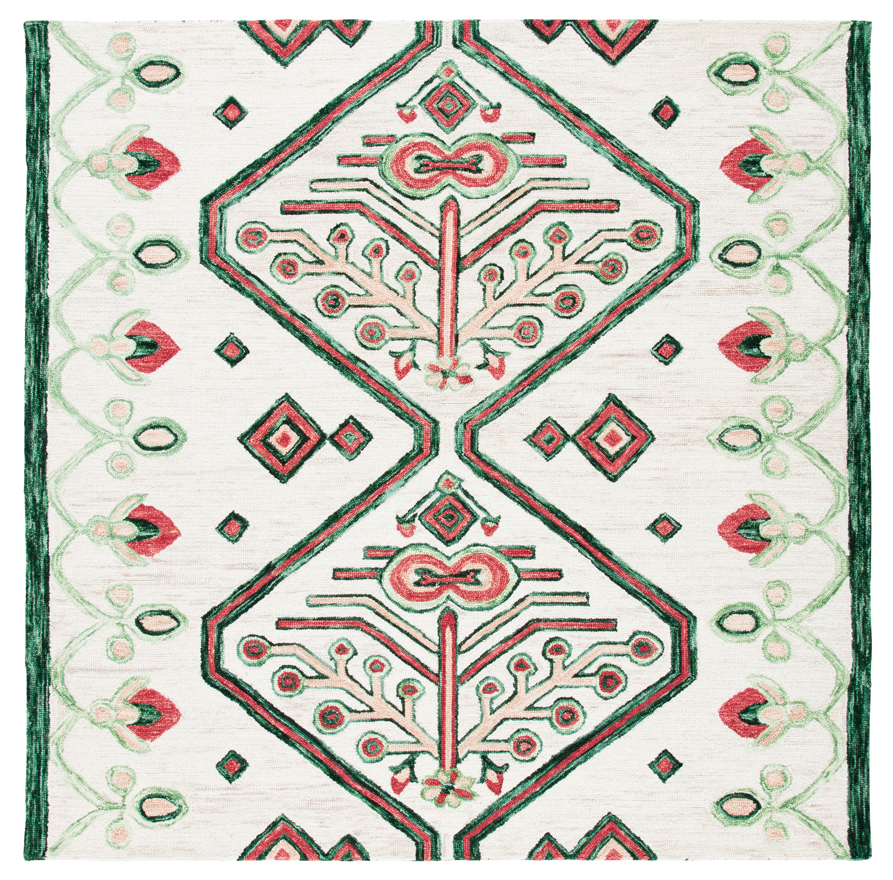 Safavieh APN703B-7SQ Aspen Kersey 7 x 7 (ft) Tufted Wool Ivory/Green Square Indoor Abstract Global Area rug
