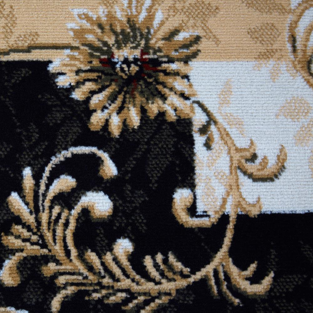 Elegant Optimum Byron 63" Floral & Geometric Black Area Rug