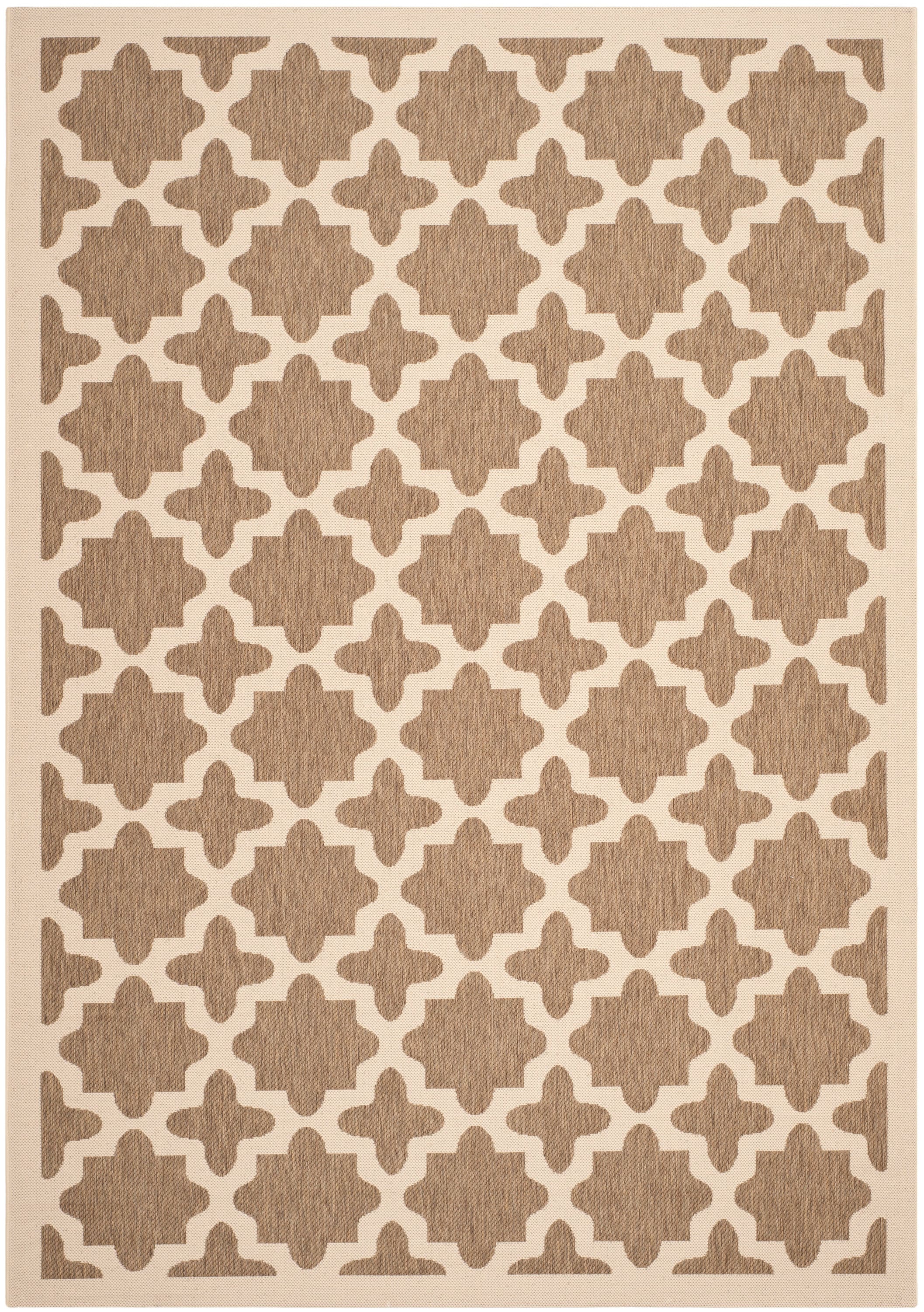 Safavieh CY6913-242-6 Courtyard Hawi 7 x 10 (ft) Loomed Polypropylene Brown/Bone Rectangular Indoor/Outdoor Trellis Coastal Area rug