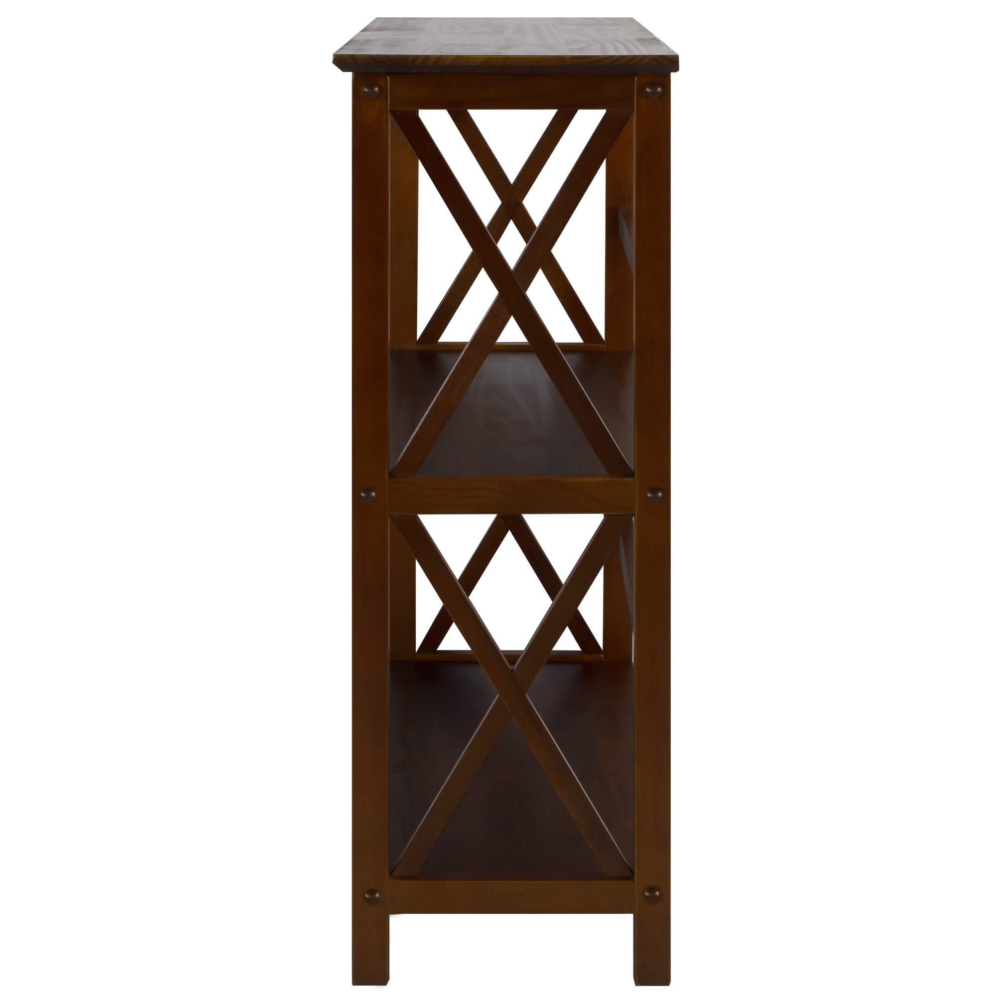 Contemporary Walnut Wood Bookcase with X-Design Doors