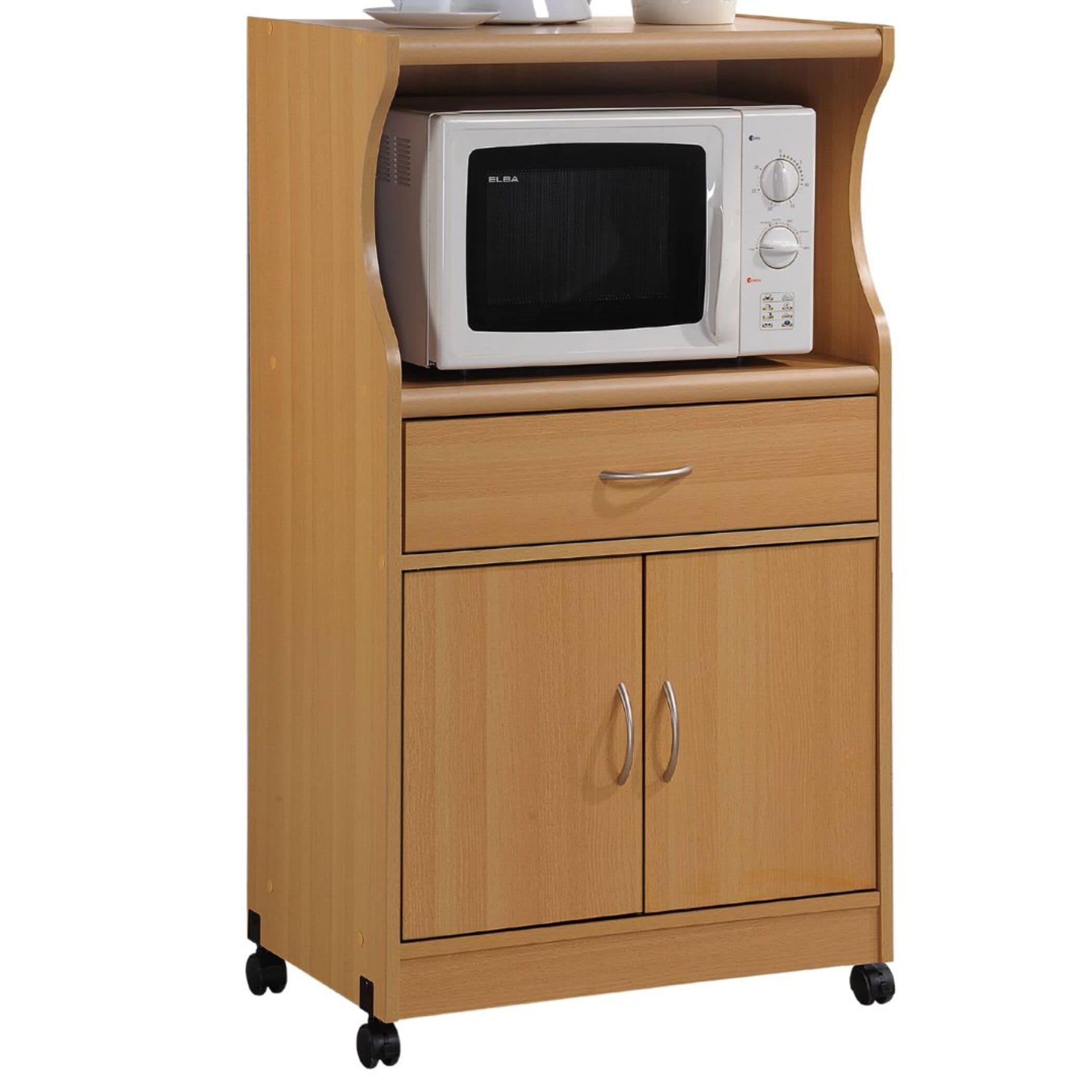 LBaiet - Brown Composite Base with Composite Laminate Top Rolling Kitchen Cart ( 23.6-in x 15.5-i...