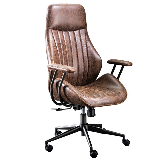Xizzi Dark Brown Office Chair, Home Office Chairs Brown Leather