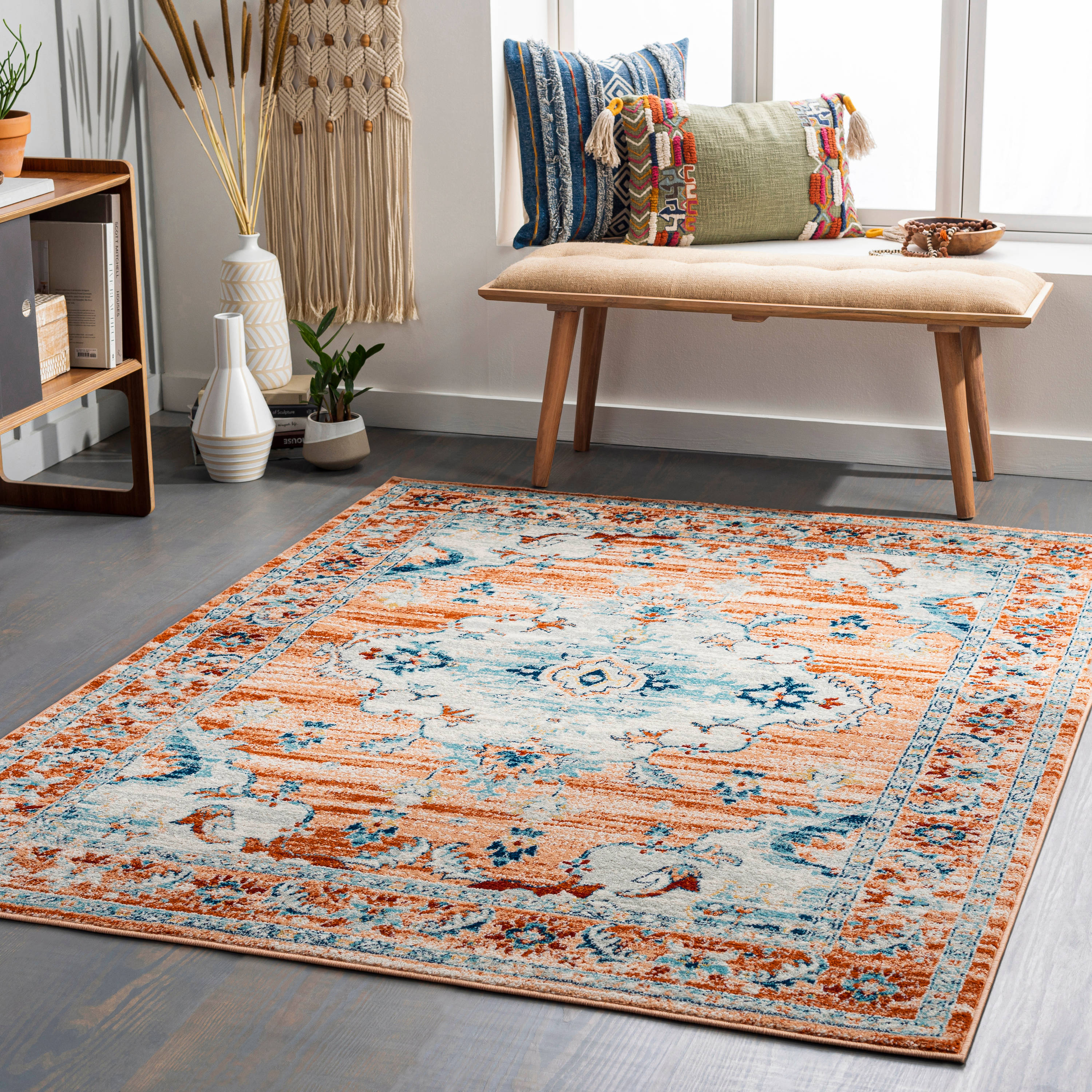 Artistic Weavers TVZ2324-537 Tevazu 5 X 7 (ft) Orange Indoor Medallion Oriental Area Rug