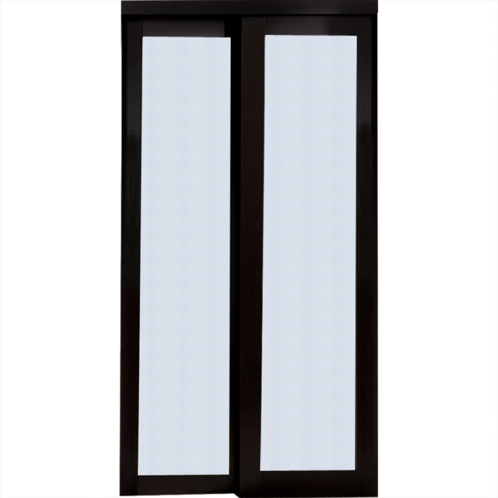 RELIABILT 449391 Euro 48-in x 80-in Espresso 1-panel Frosted glass Smooth Prefinished MDF Closet Sliding Door ( Hardware Included )